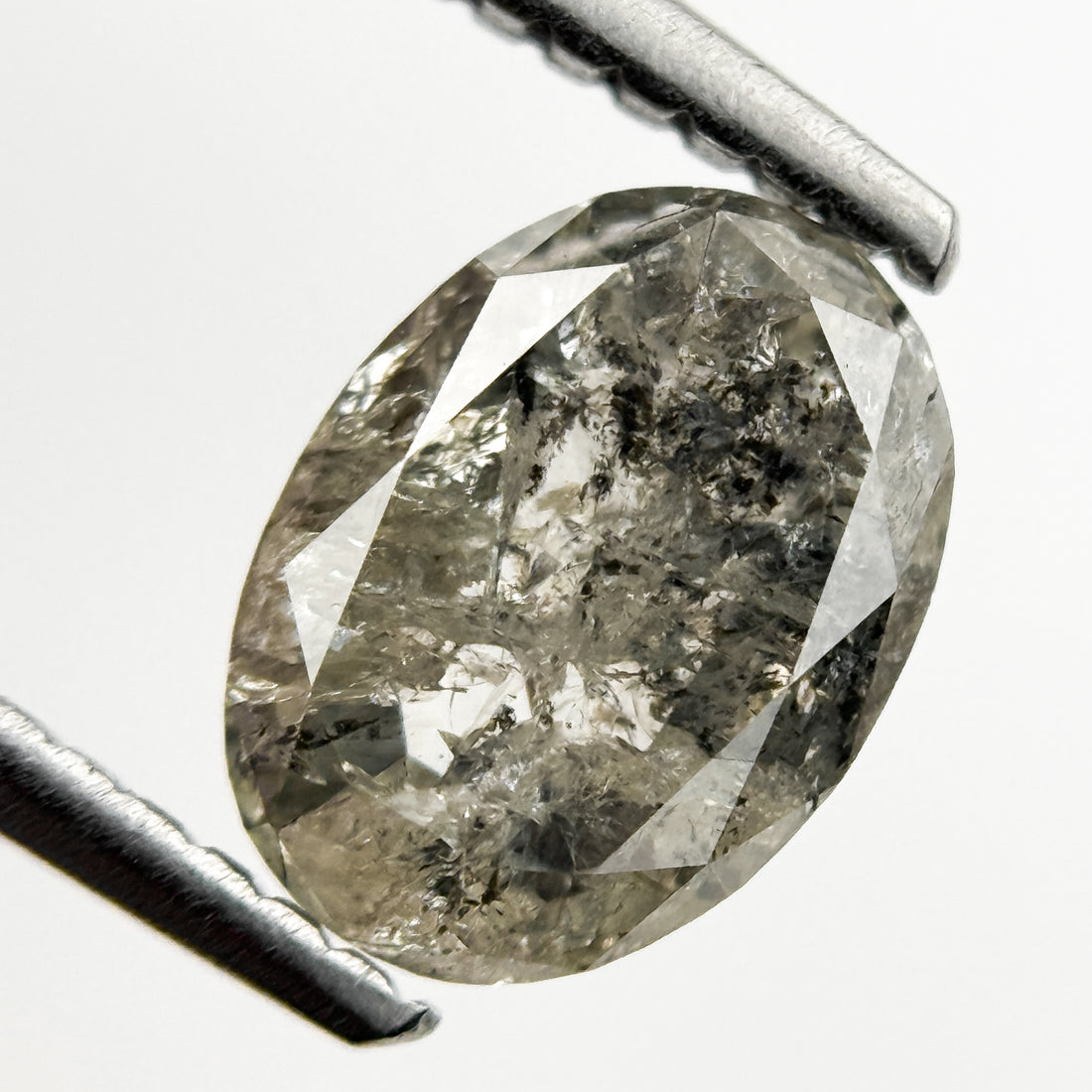 1.51 Ct Oval Rose Cut Grey Natural Minimal Diamond