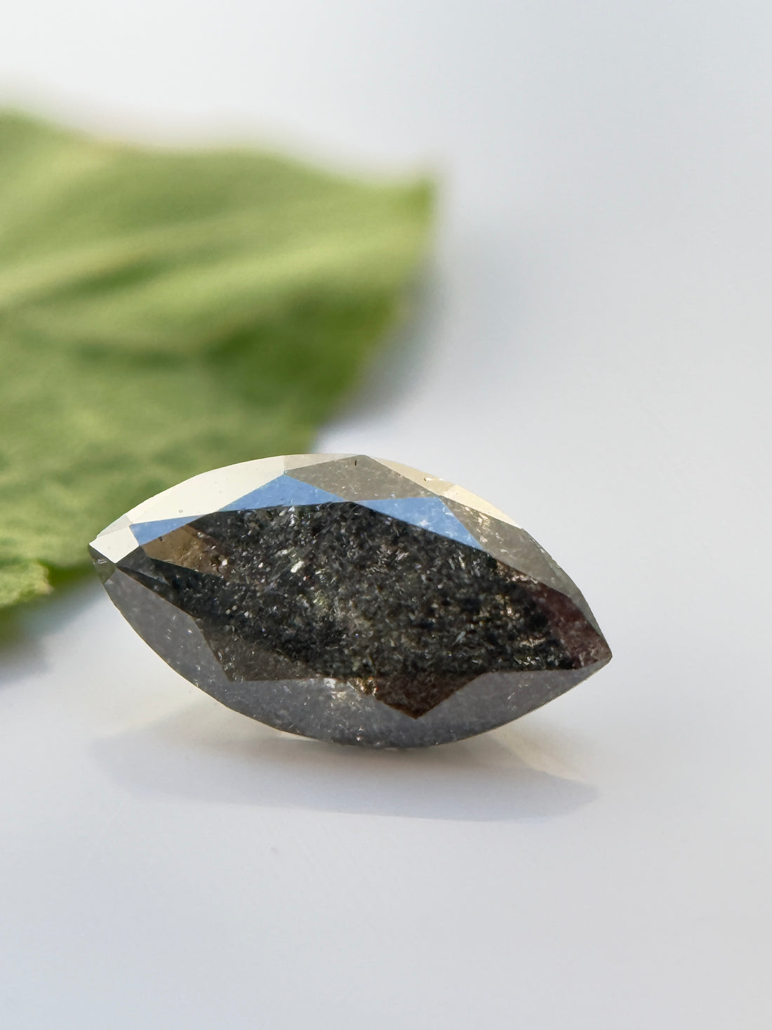0.42 Ct Marquise Rose Cut Grey Natural Salt and Pepper Diamond