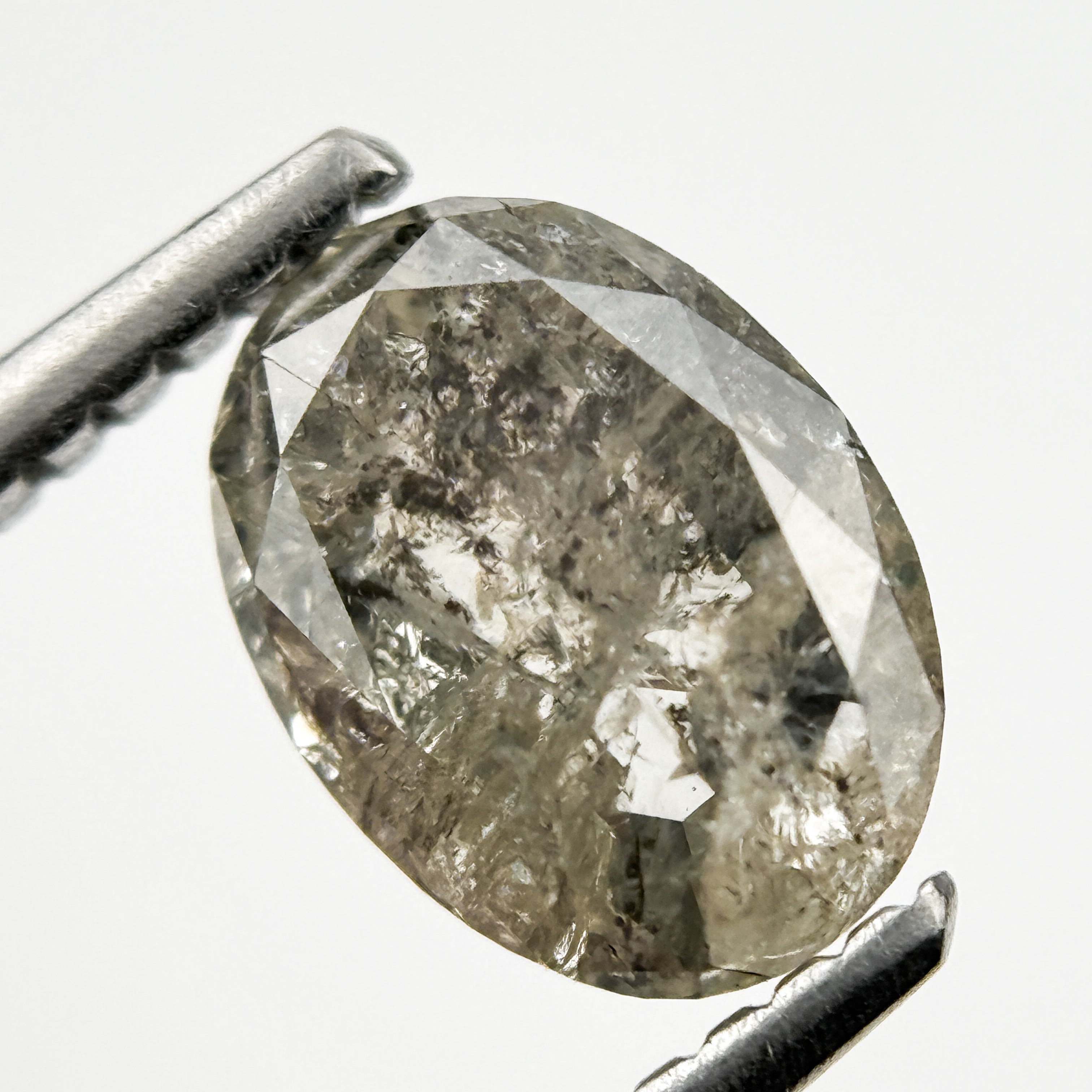 1.51 Ct Oval Rose Cut Grey Natural Minimal Diamond