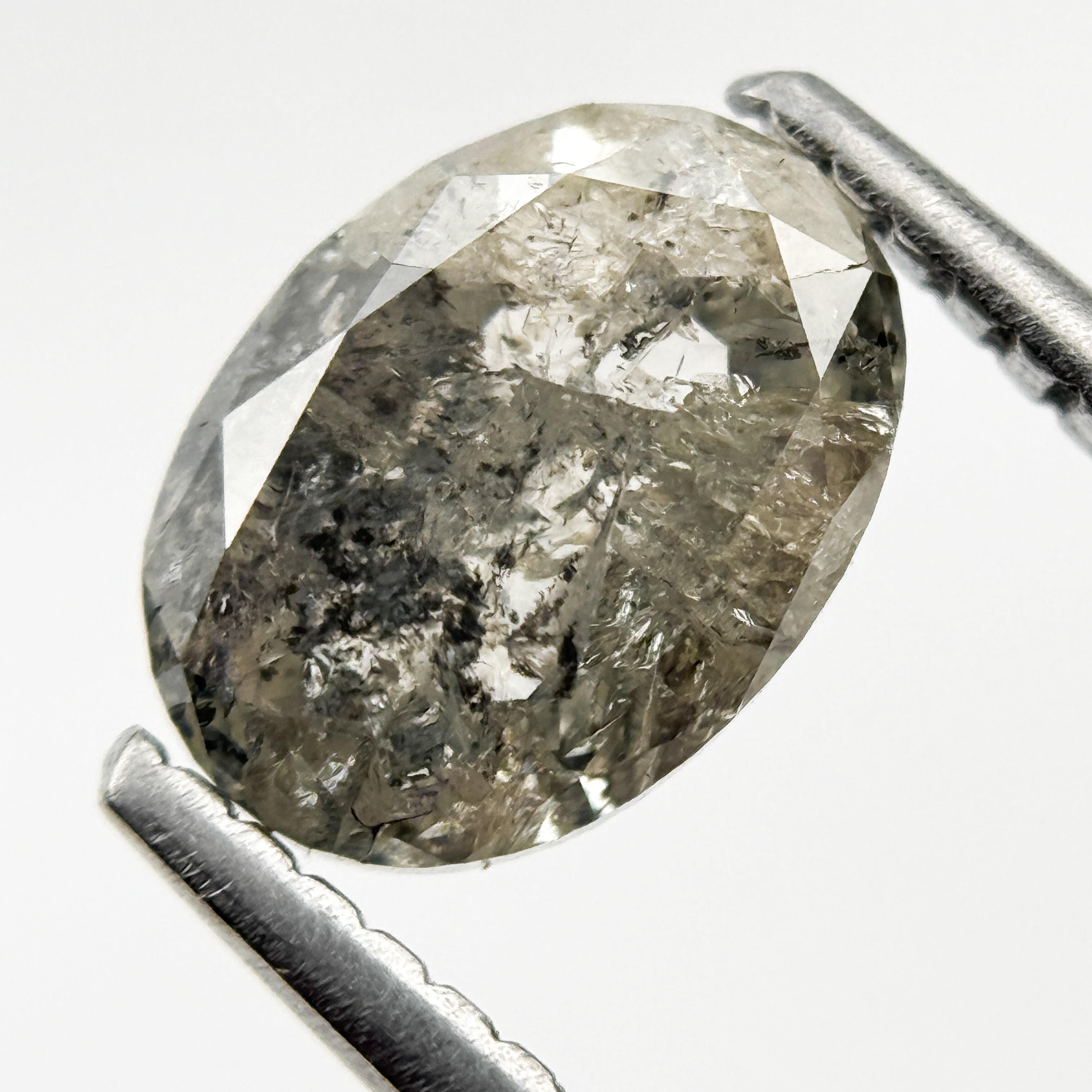 1.51 Ct Oval Rose Cut Grey Natural Minimal Diamond
