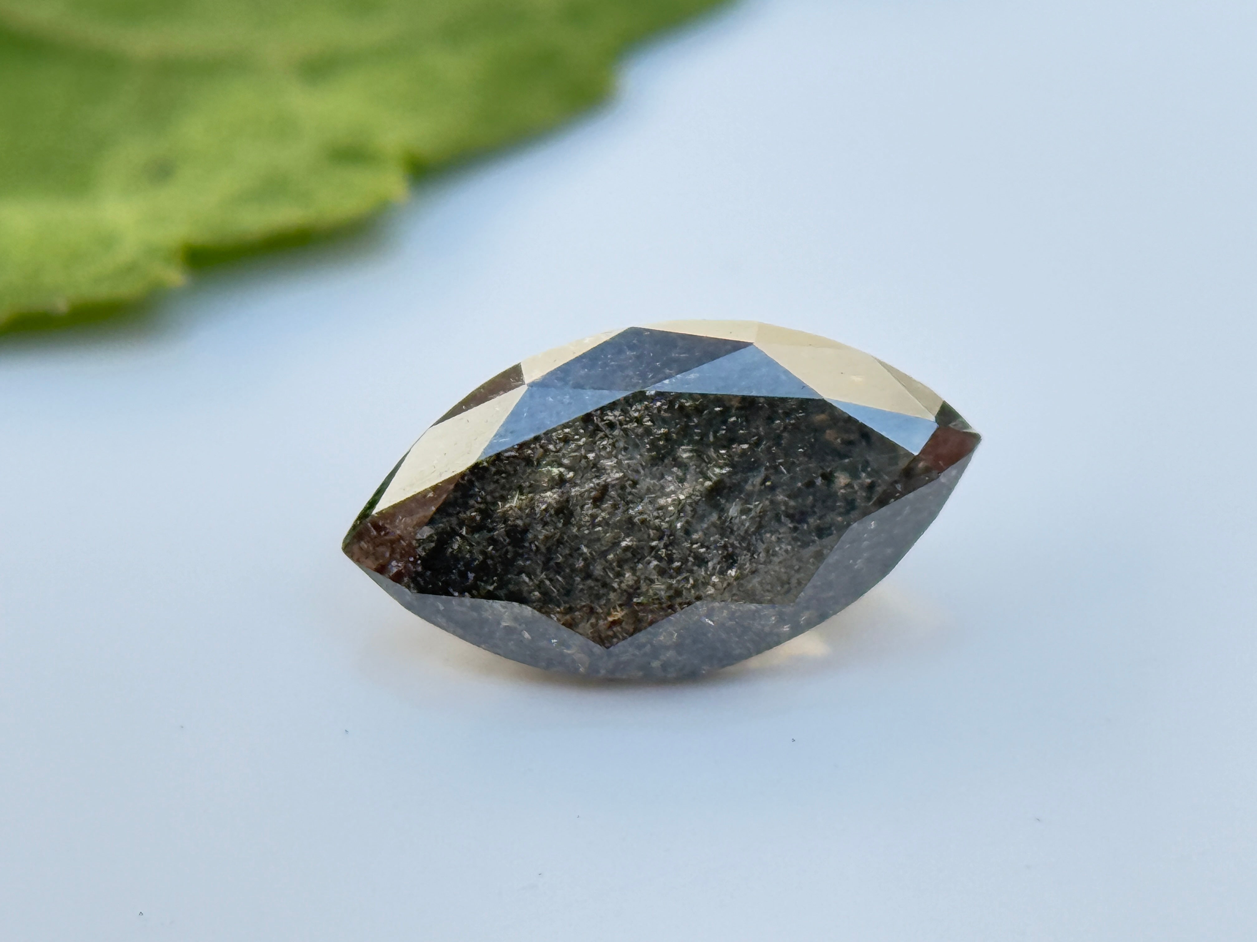 0.42 Ct Marquise Rose Cut Grey Natural Salt and Pepper Diamond