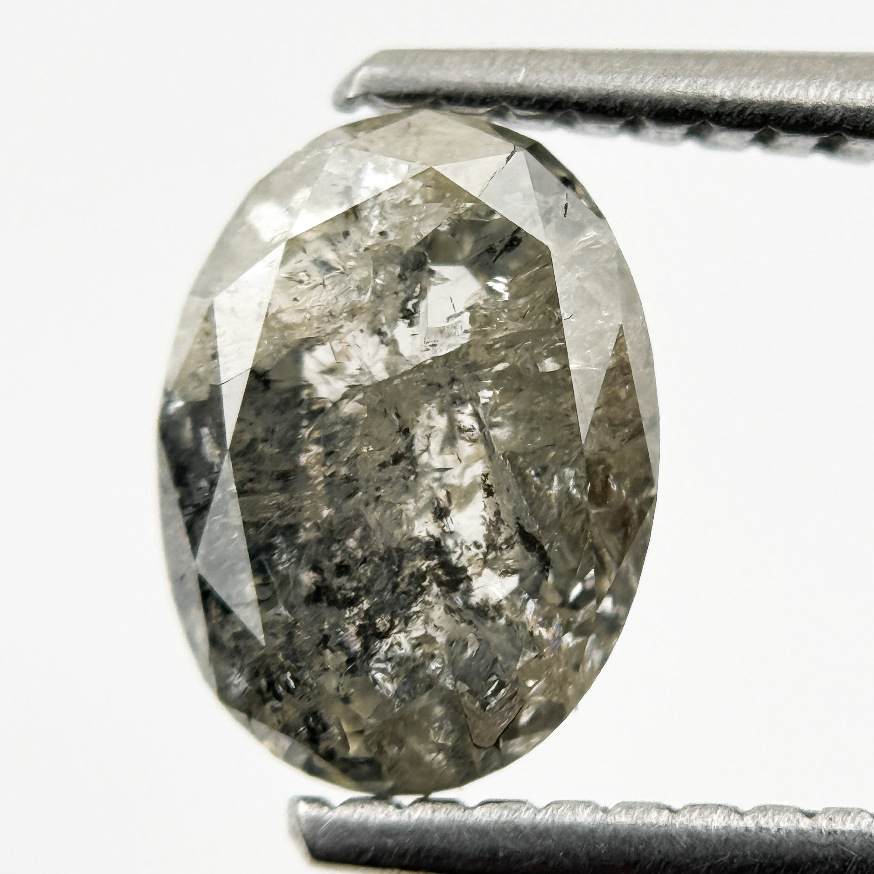 1.51 Ct Oval Rose Cut Grey Natural Minimal Diamond