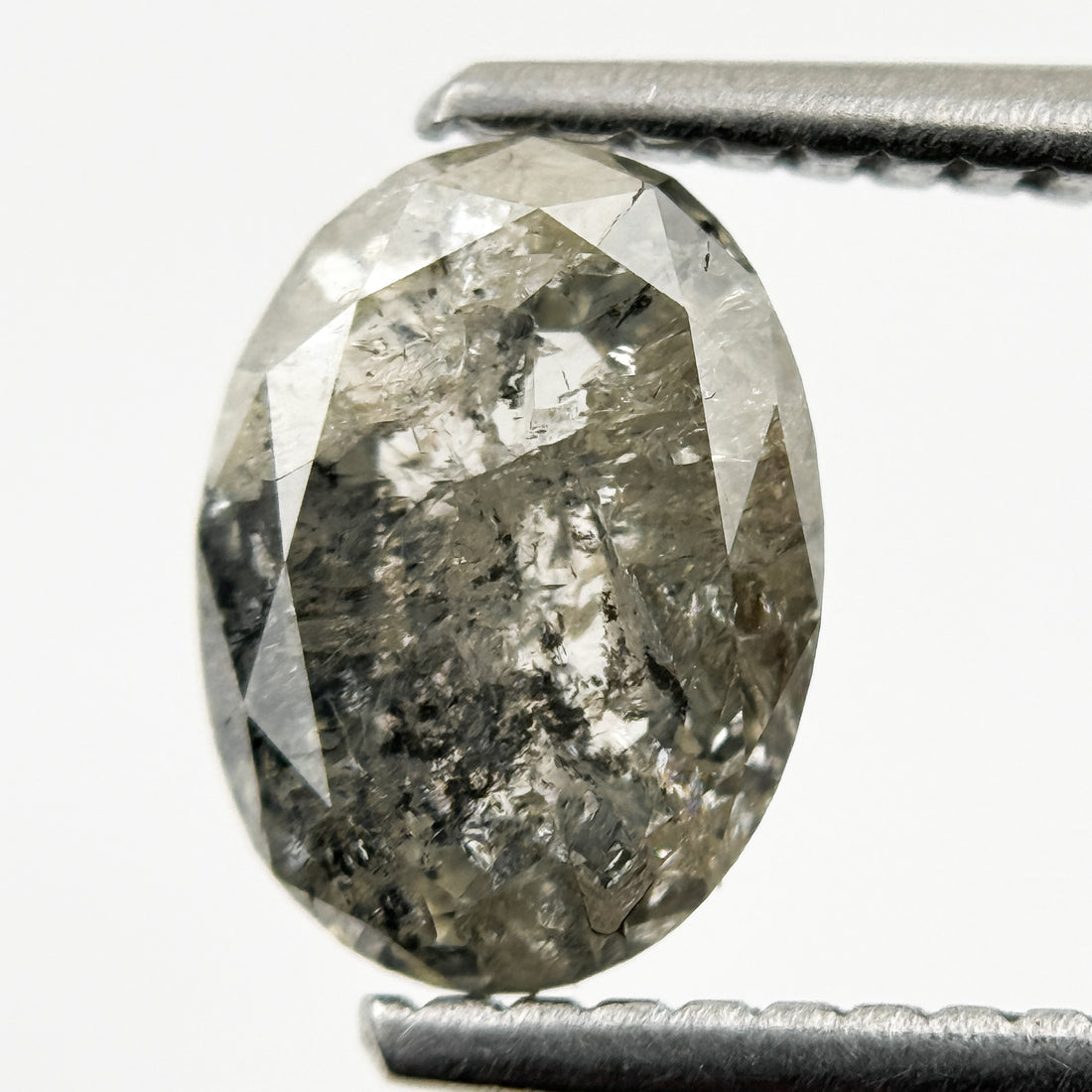 1.51 Ct Oval Rose Cut Grey Natural Minimal Diamond