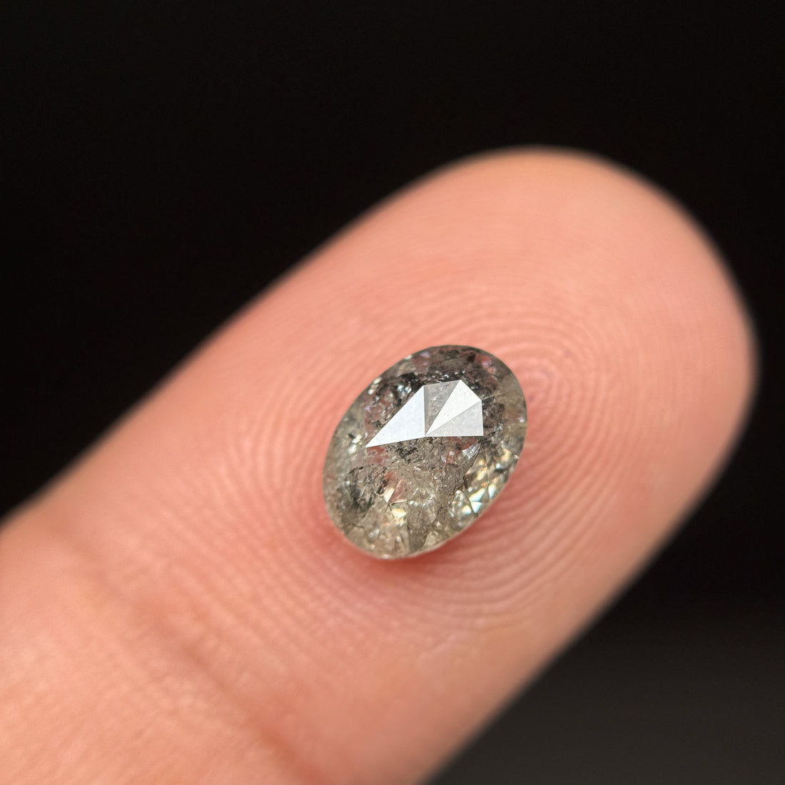 1.51 Ct Oval Rose Cut Grey Natural Minimal Diamond