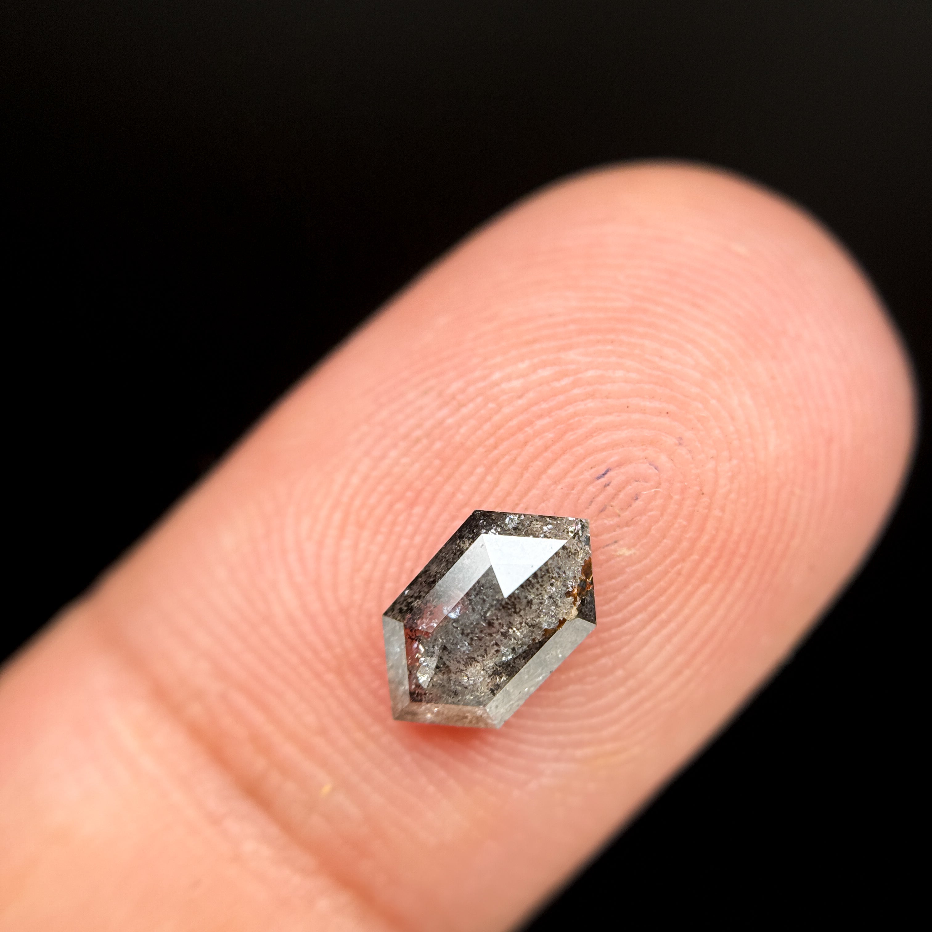 0.88 Ct Hexagon Rose Cut Grey Natural Minimal Diamond