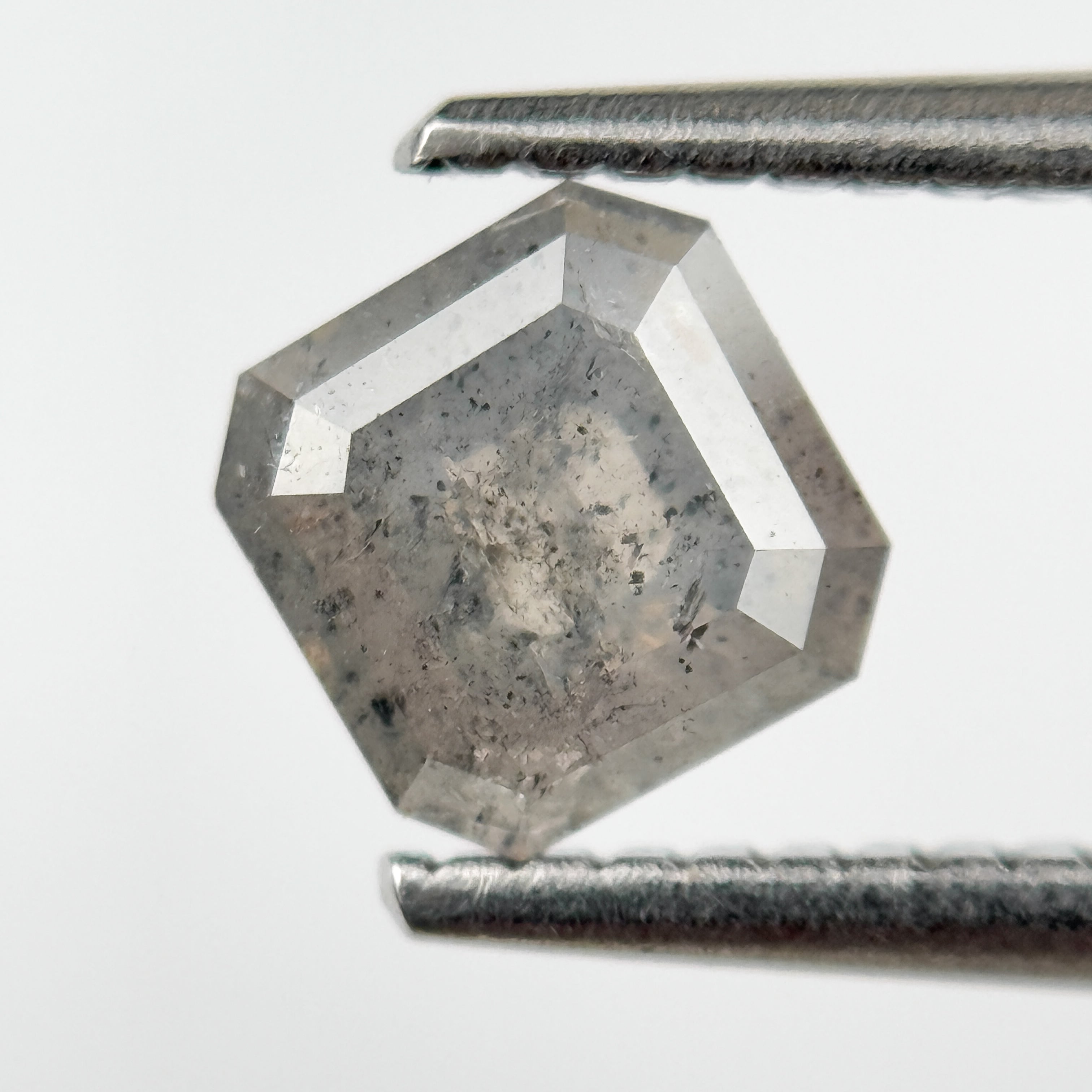 0.97 Ct Octagon Rose Cut Grey Natural Salt and Pepper Diamond