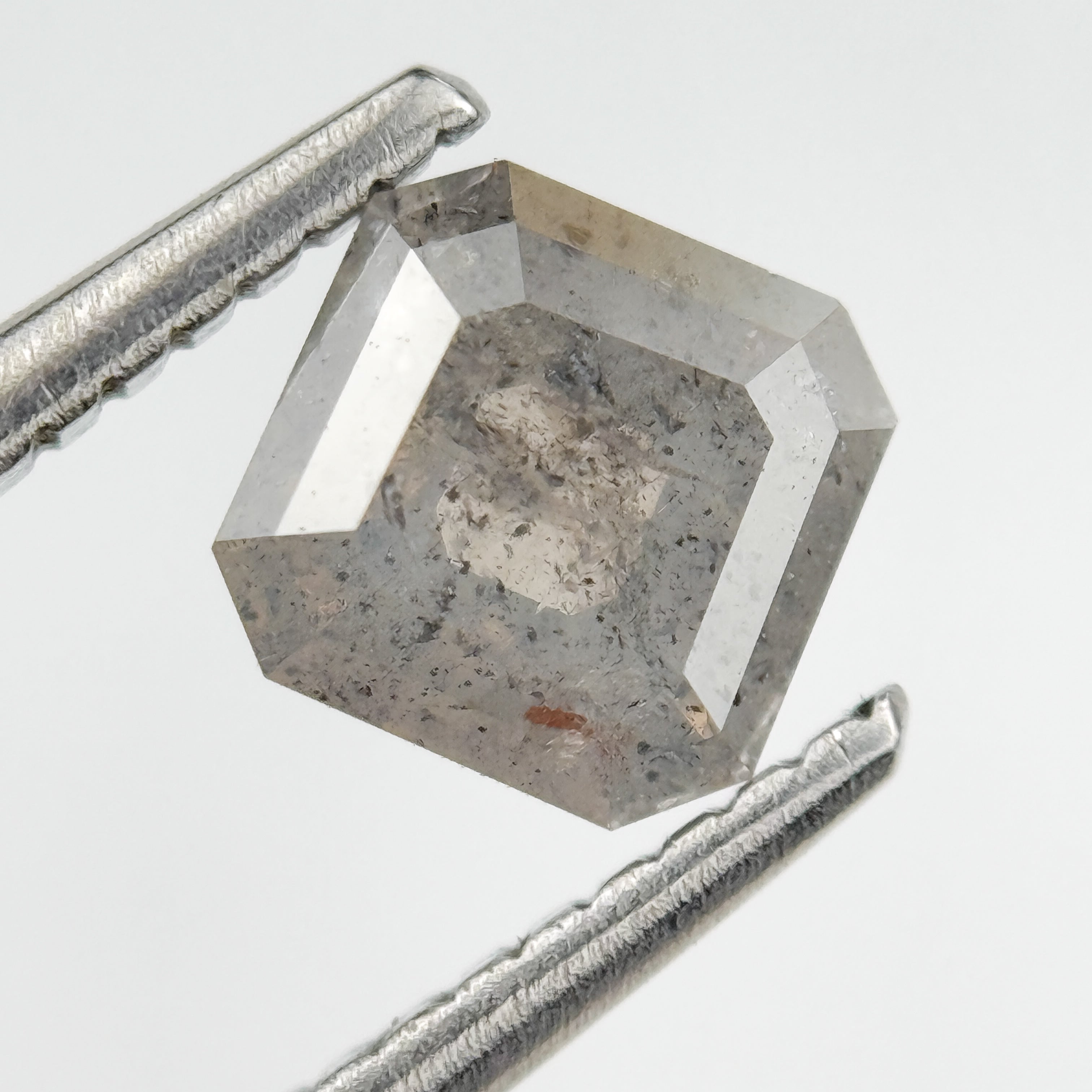 0.97 Ct Octagon Rose Cut Grey Natural Salt and Pepper Diamond