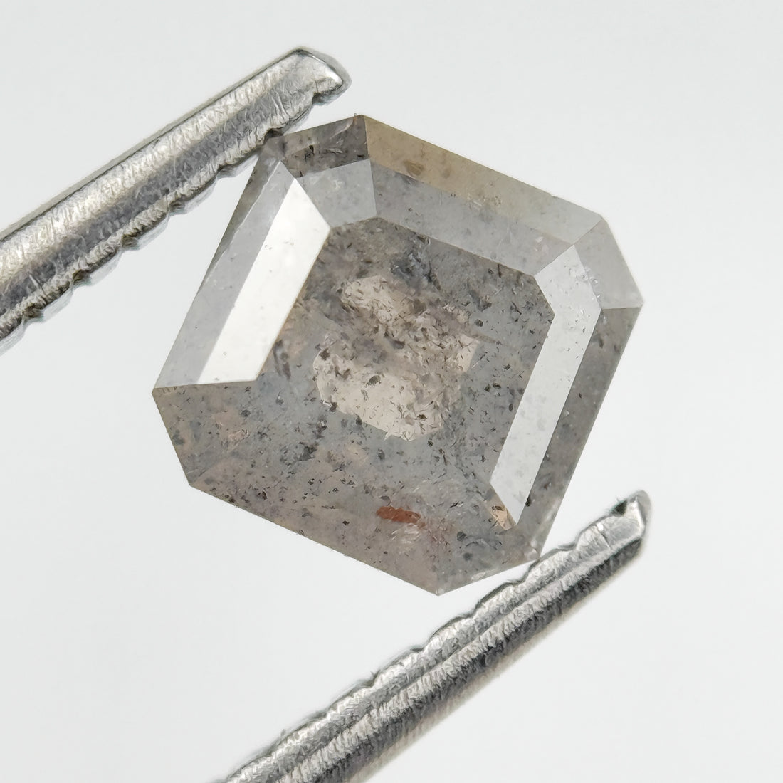 0.97 Ct Octagon Rose Cut Grey Natural Salt and Pepper Diamond