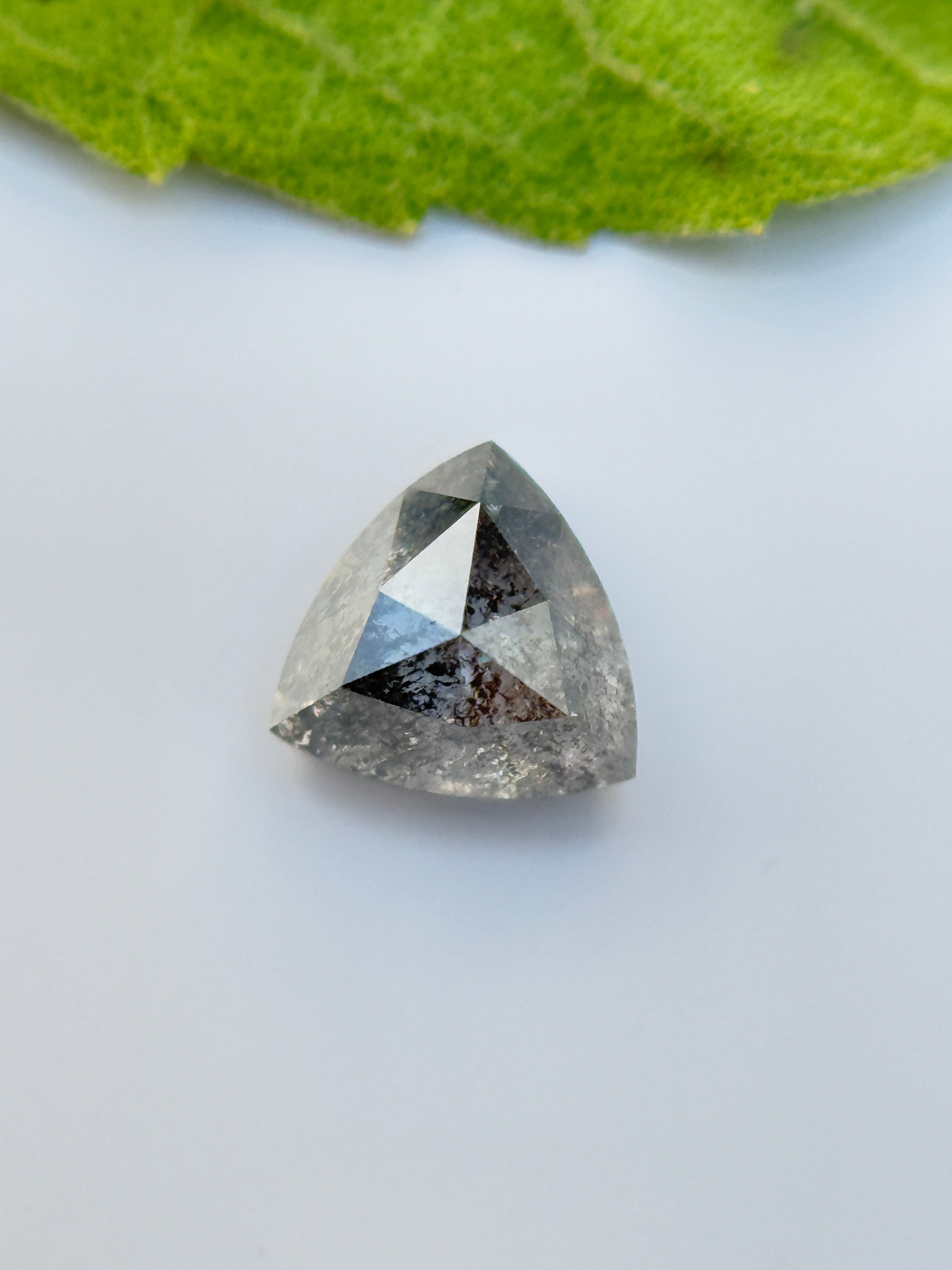0.44 Ct Trillion Rose Cut Grey Natural Salt and Pepper Diamond