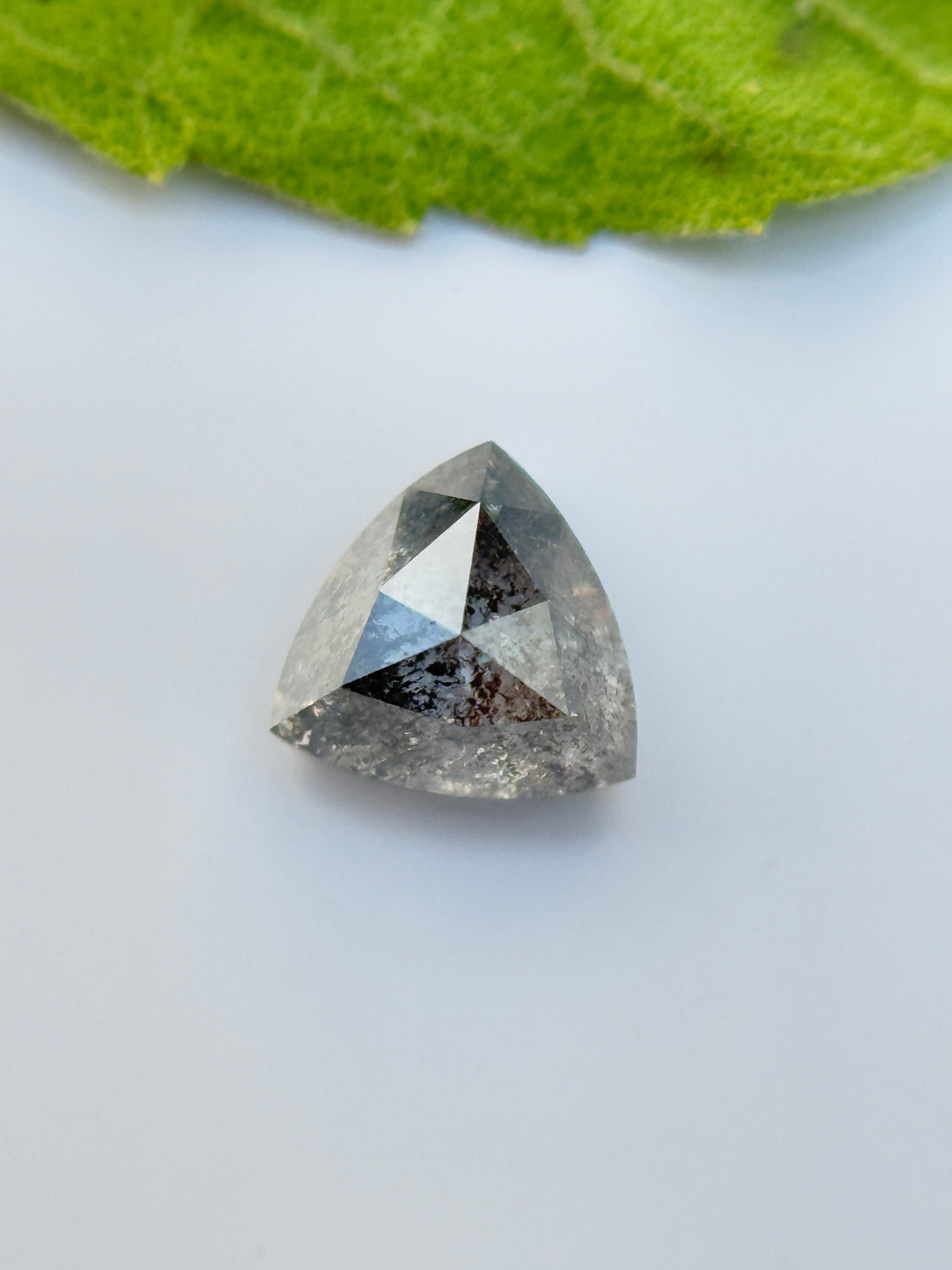 0.44 Ct Trillion Rose Cut Grey Natural Salt and Pepper Diamond
