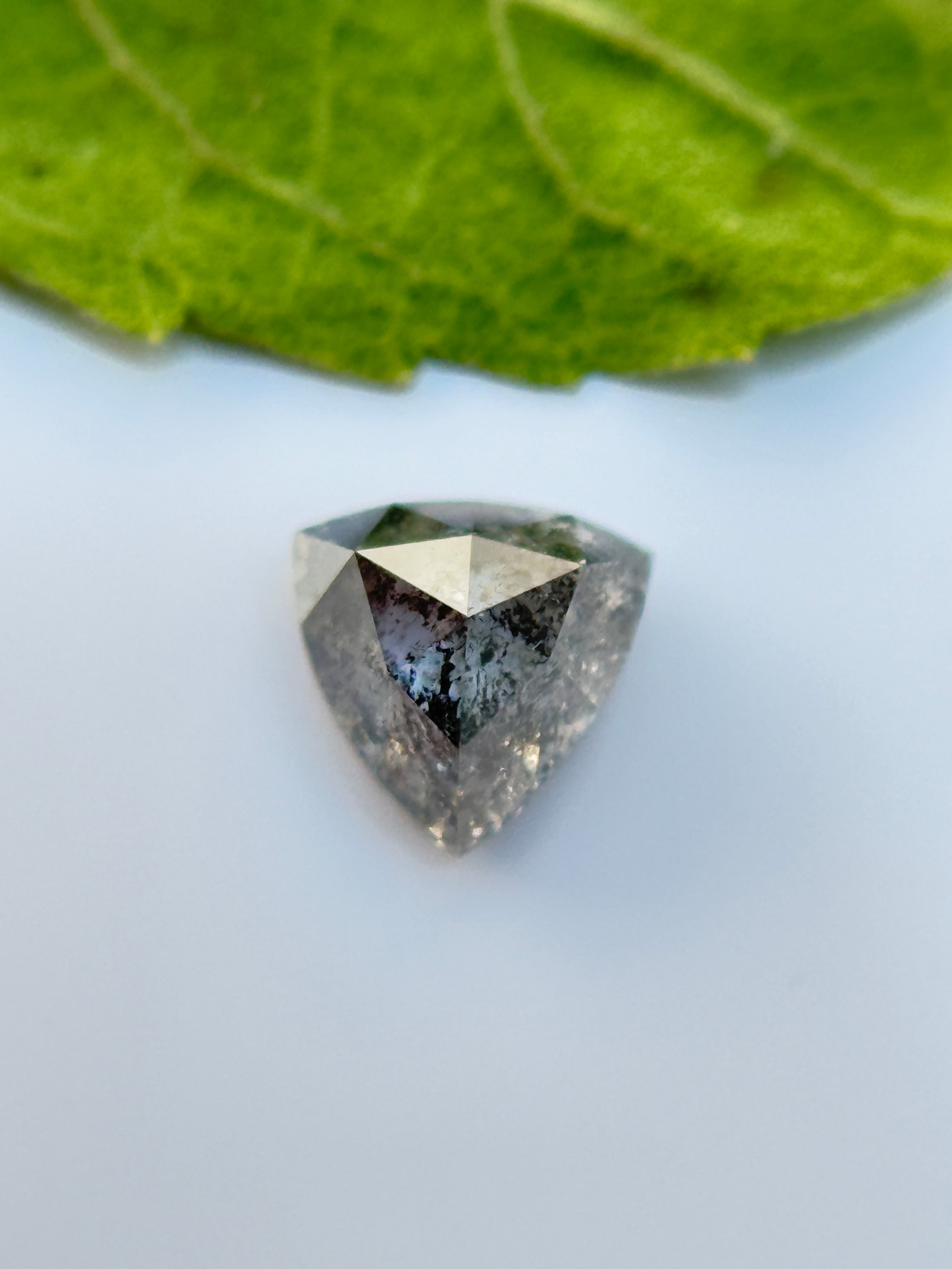 0.44 Ct Trillion Rose Cut Grey Natural Salt and Pepper Diamond