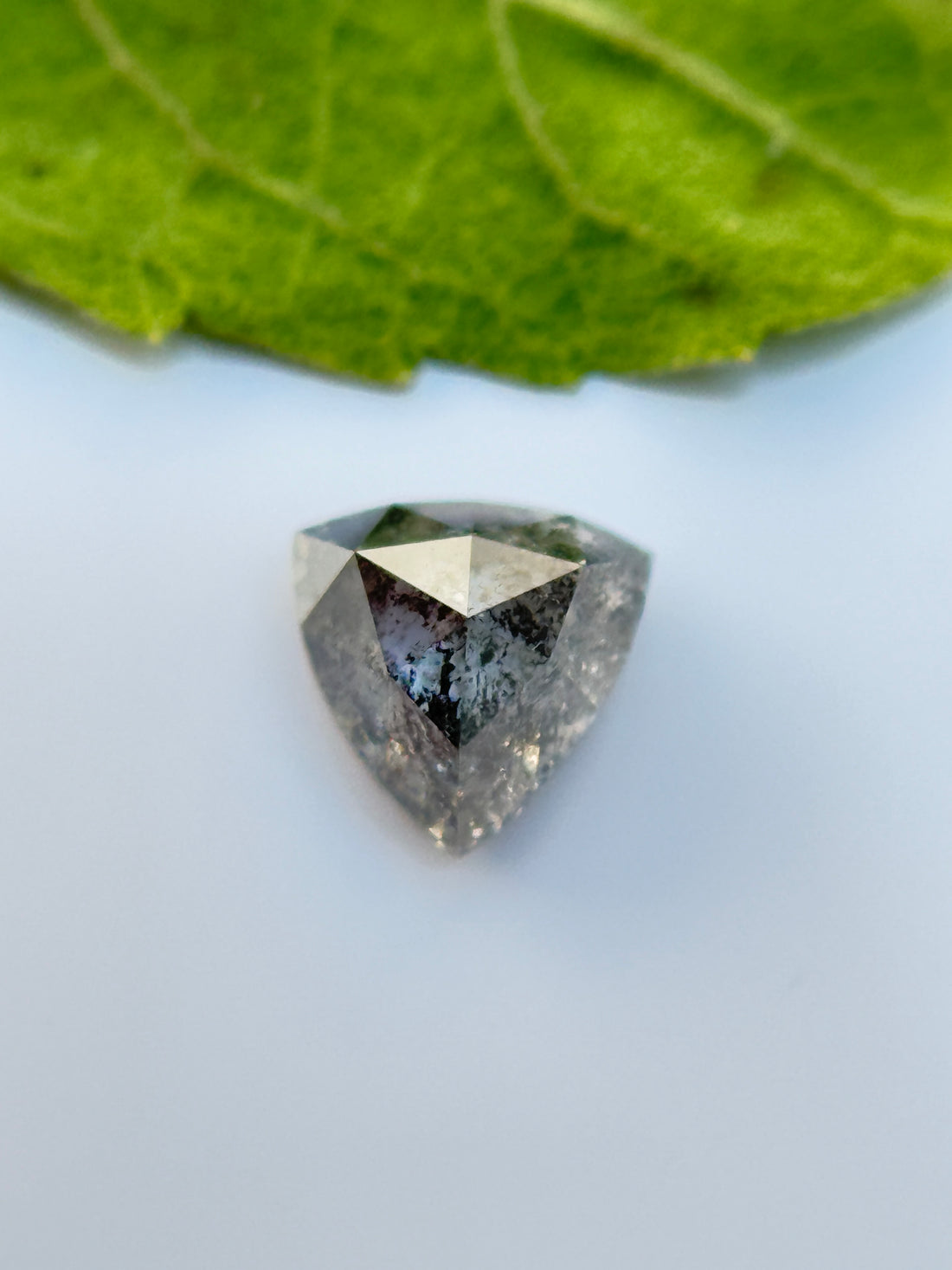 0.44 Ct Trillion Rose Cut Grey Natural Salt and Pepper Diamond