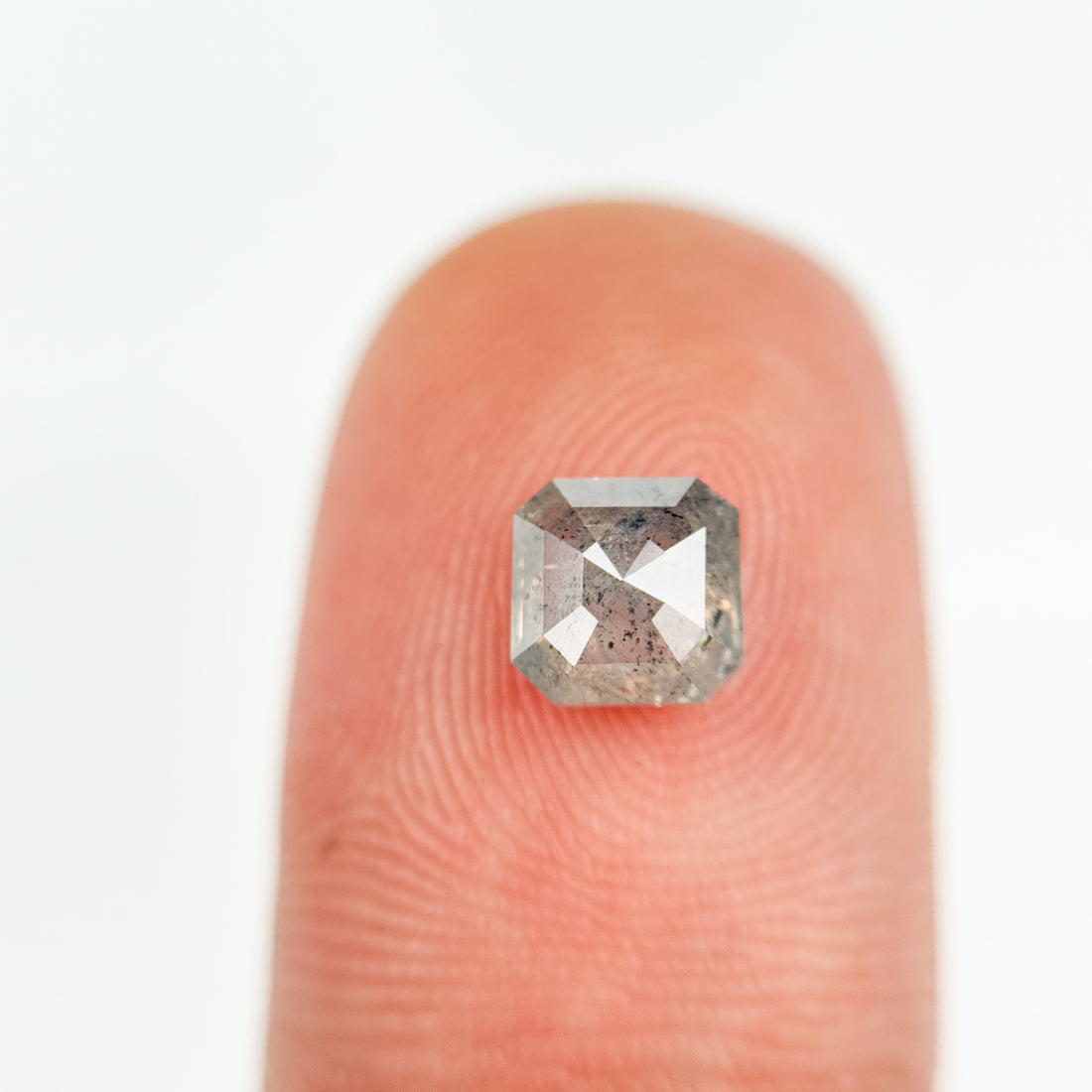 0.97 Ct Octagon Rose Cut Grey Natural Salt and Pepper Diamond