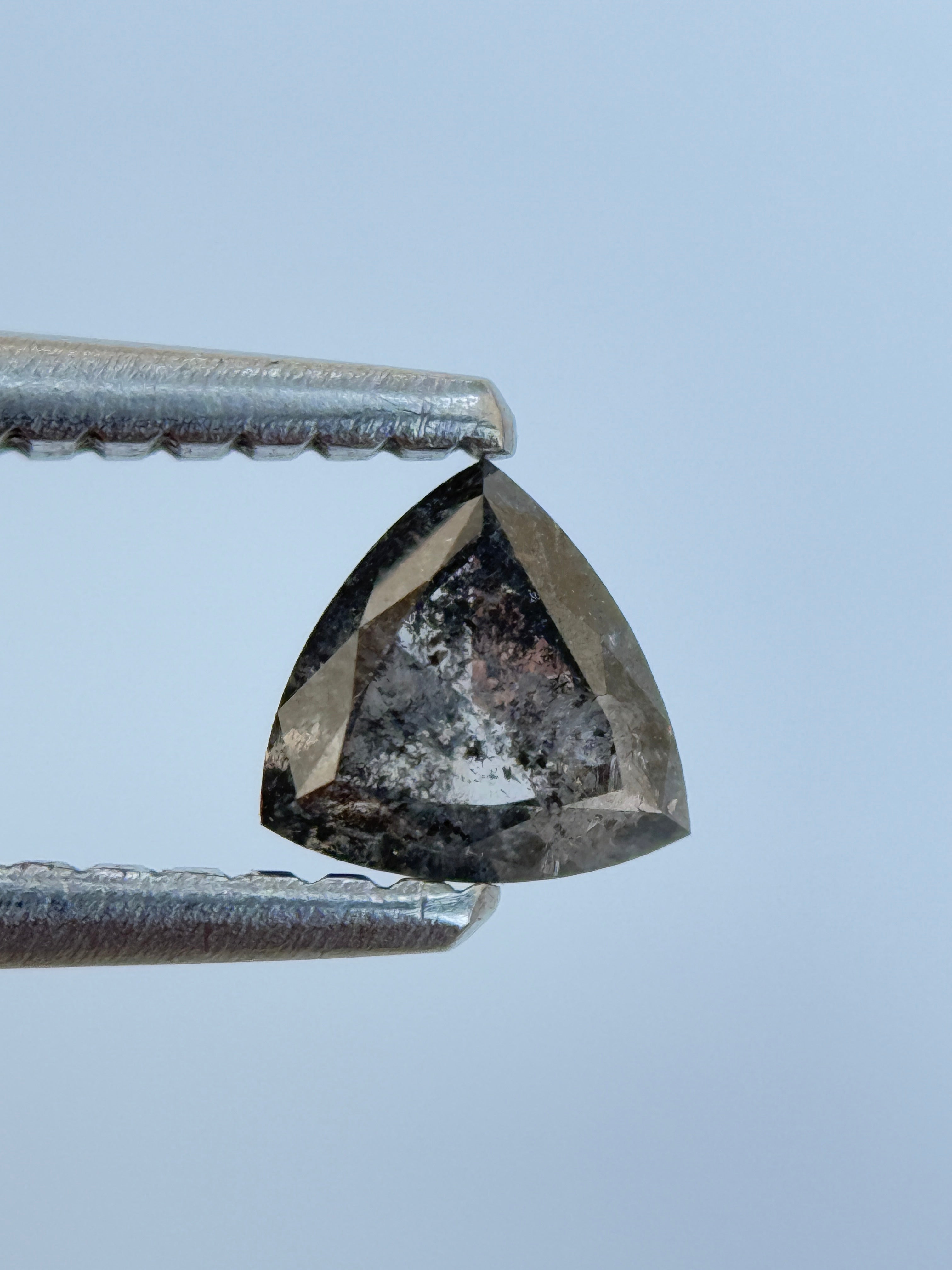 0.44 Ct Trillion Rose Cut Grey Natural Salt and Pepper Diamond