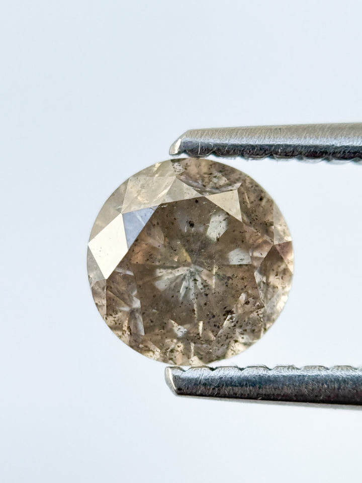 0.96 Ct Round Brilliant Cut Yellow Natural Salt and Pepper Diamond