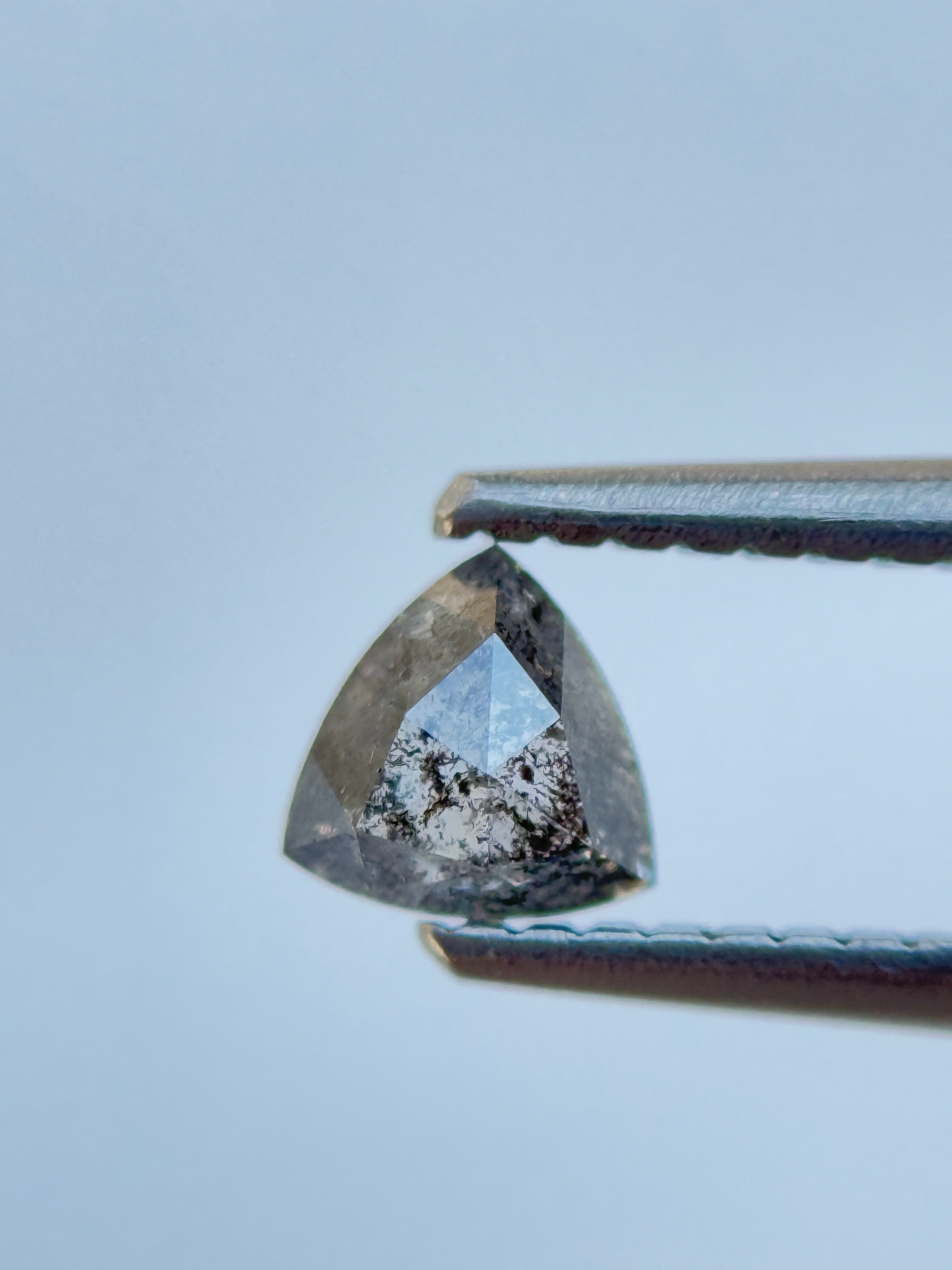 0.44 Ct Trillion Rose Cut Grey Natural Salt and Pepper Diamond