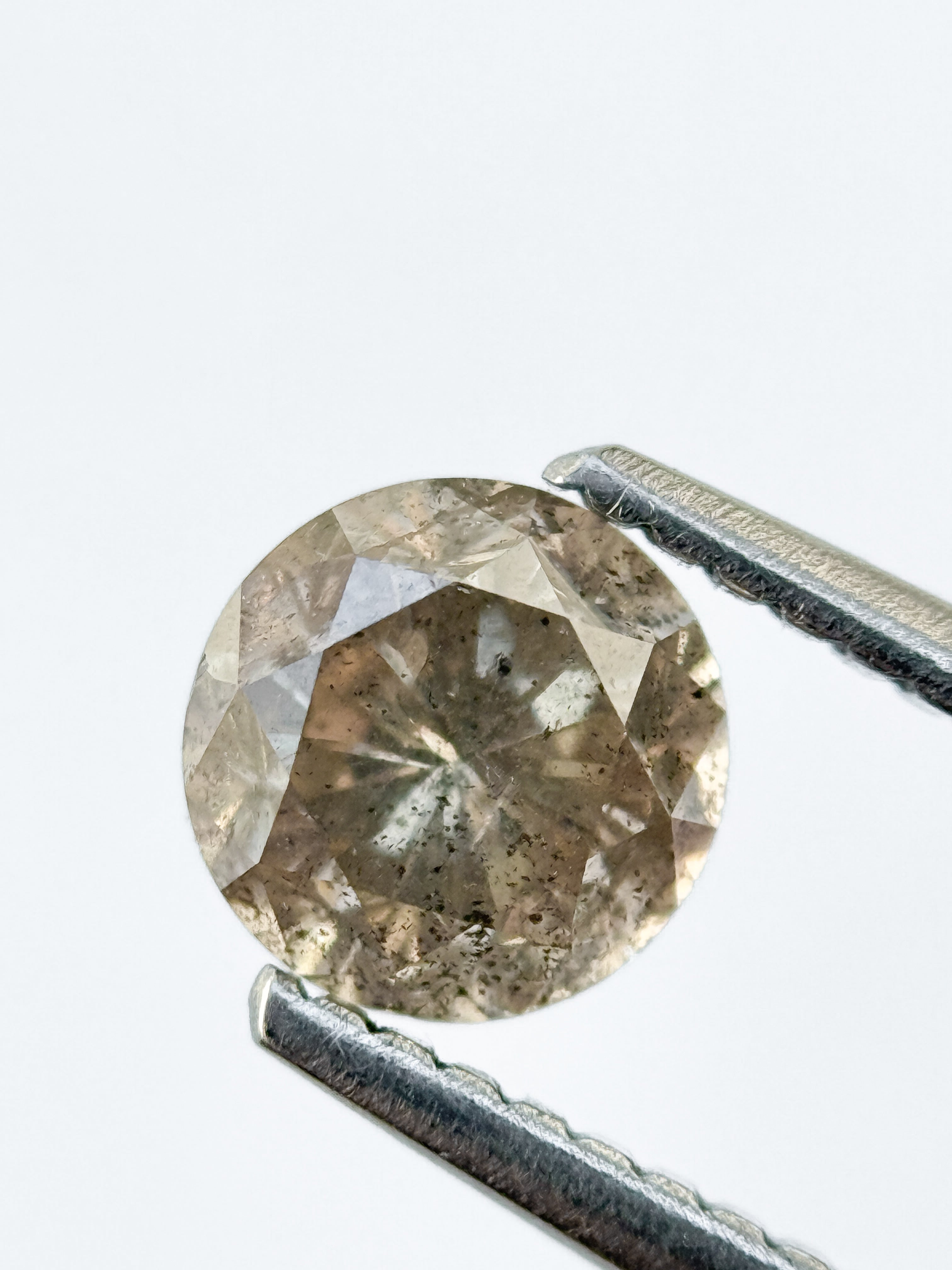 0.96 Ct Round Brilliant Cut Yellow Natural Salt and Pepper Diamond