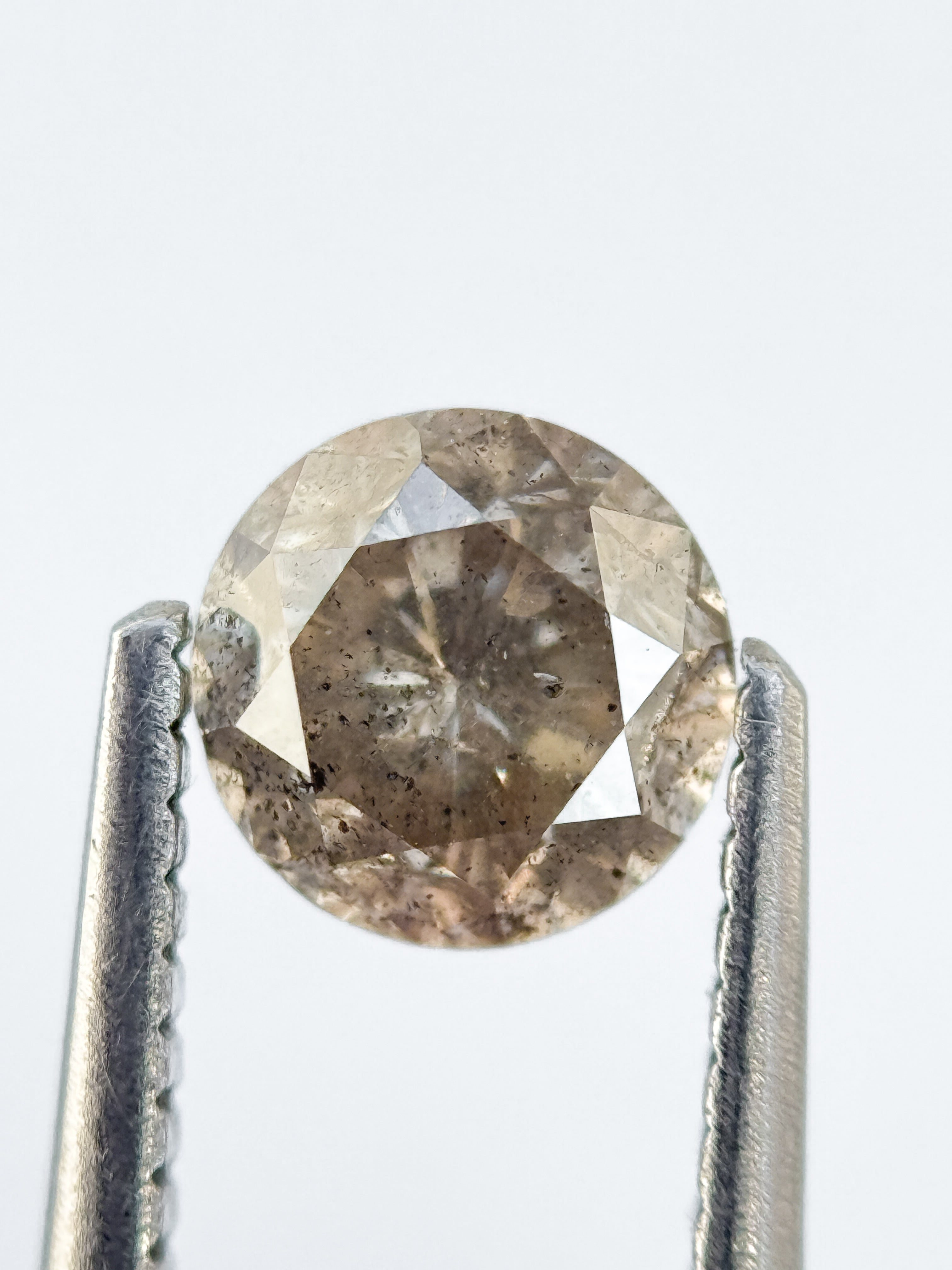 0.96 Ct Round Brilliant Cut Yellow Natural Salt and Pepper Diamond