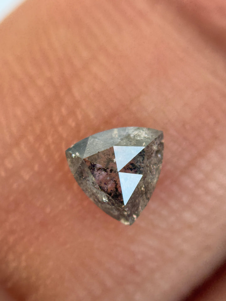 0.44 Ct Trillion Rose Cut Grey Natural Salt and Pepper Diamond