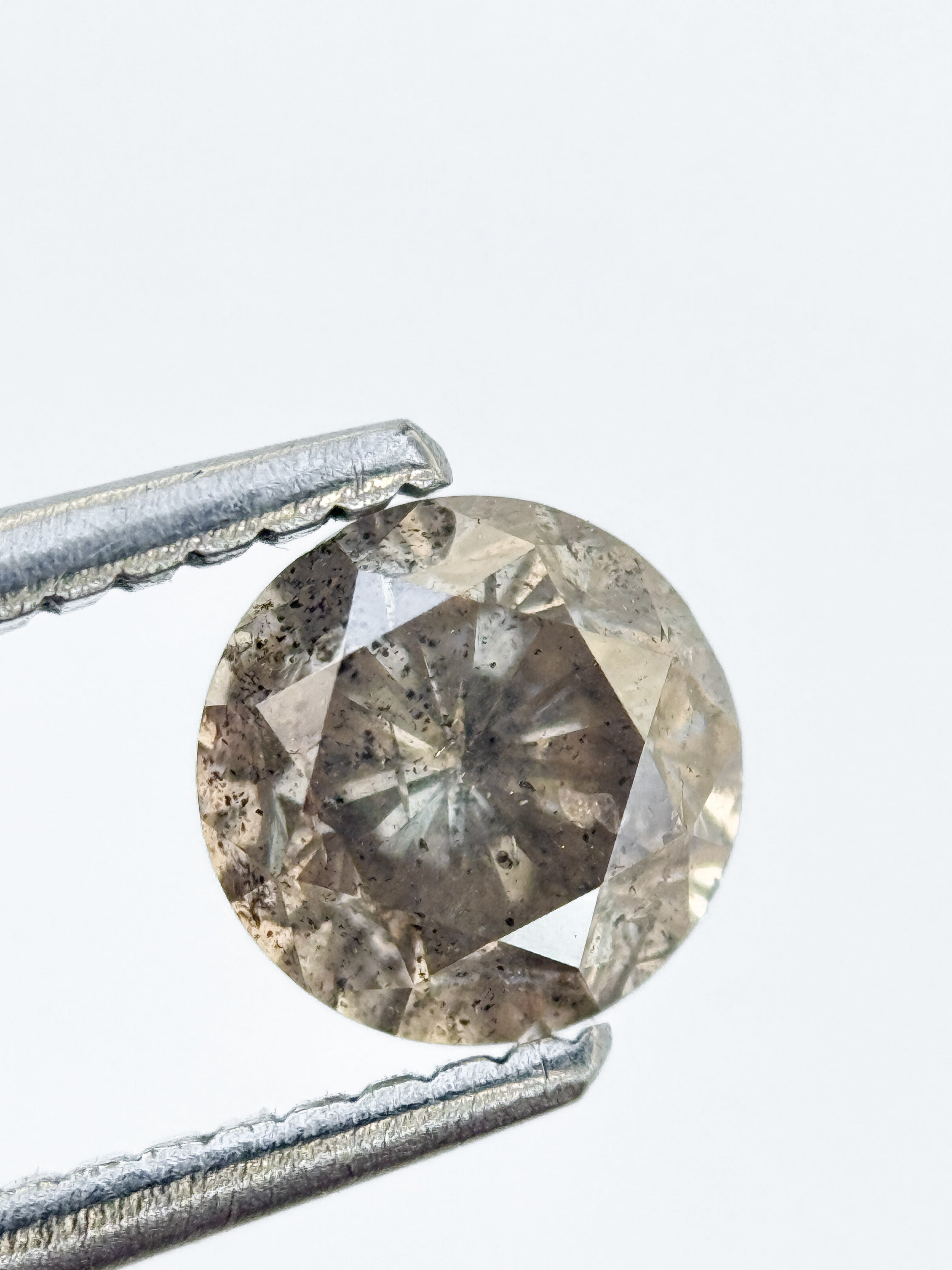 0.96 Ct Round Brilliant Cut Yellow Natural Salt and Pepper Diamond