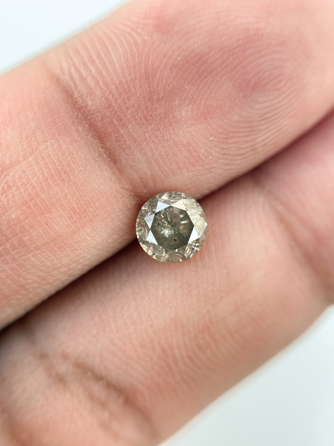 0.96 Ct Round Brilliant Cut Yellow Natural Salt and Pepper Diamond