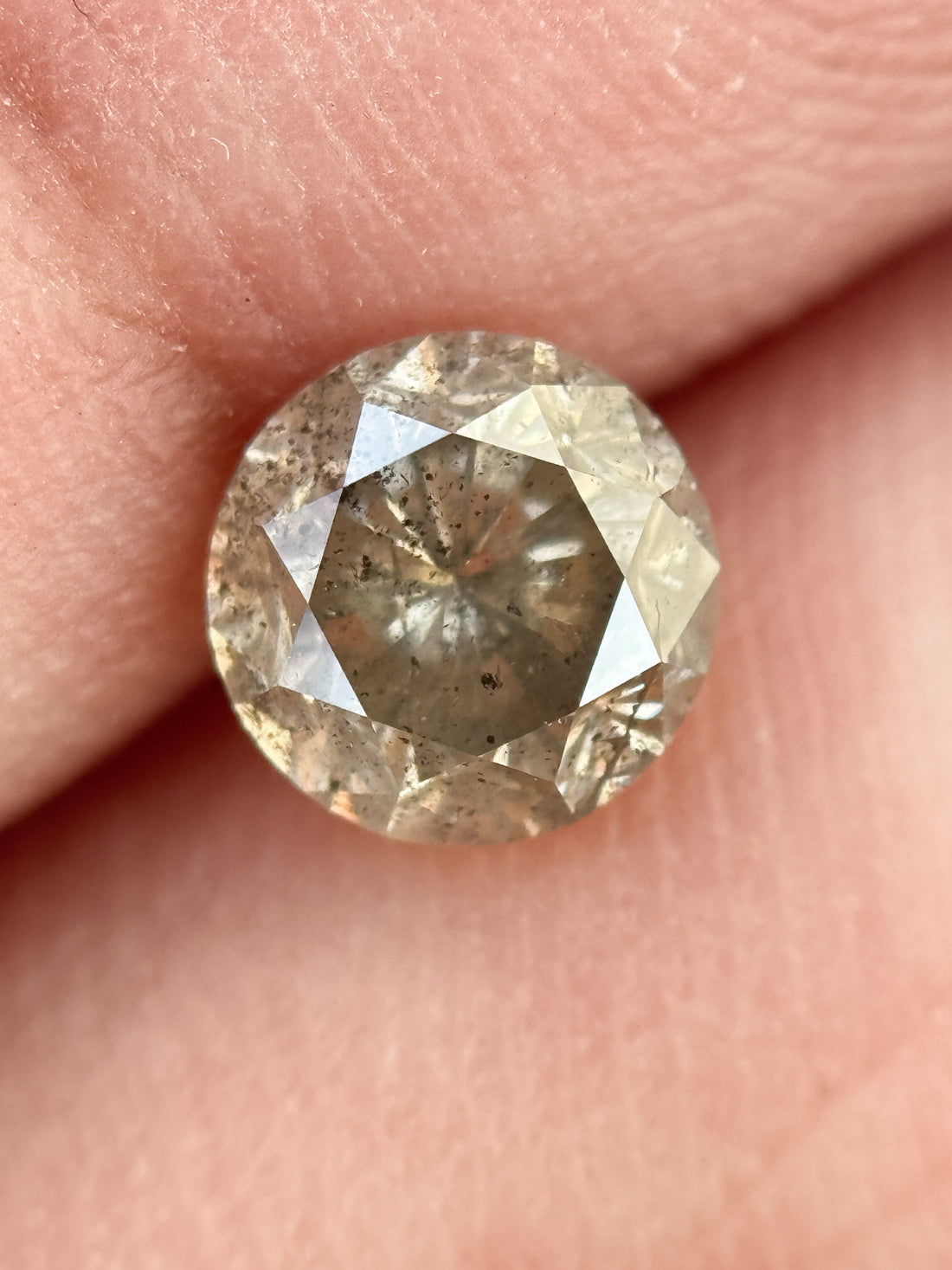 0.96 Ct Round Brilliant Cut Yellow Natural Salt and Pepper Diamond