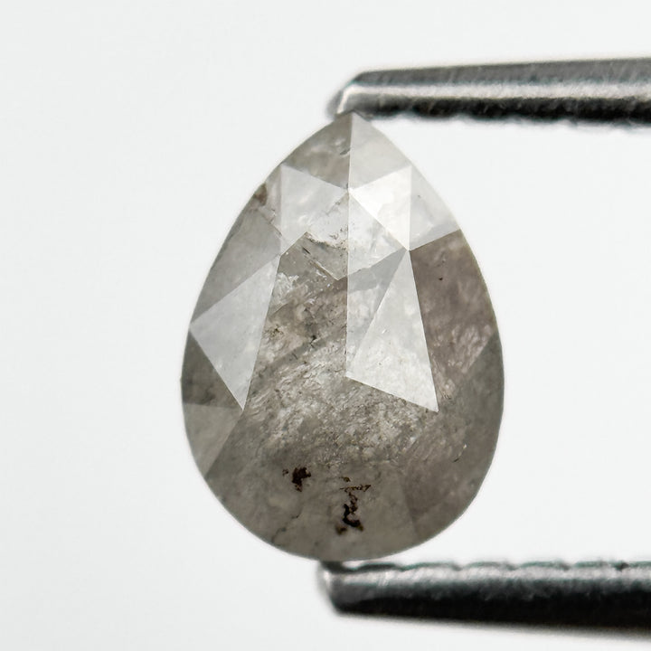 0.72 Ct Pear Rose Cut Grey Natural Salt and Pepper Diamond