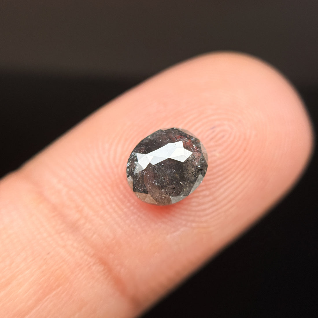 1.43 Ct Oval Rose Cut Grey Natural Vintage Diamond