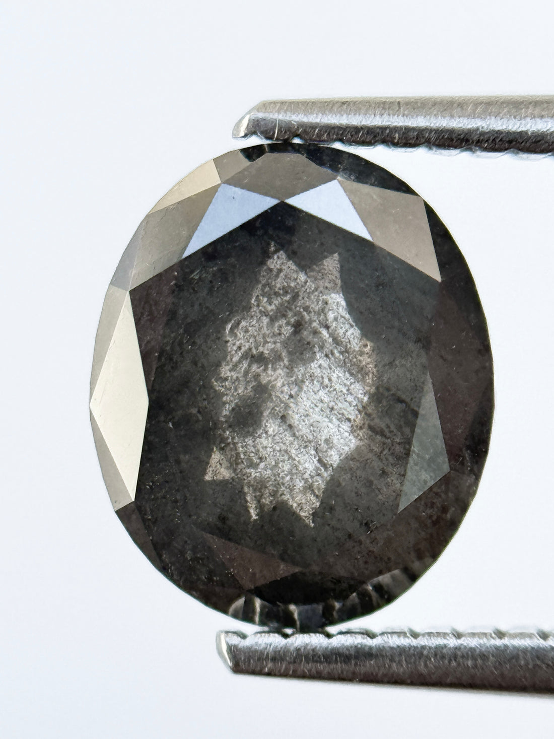 2.24 Ct Oval Rose Cut Grey Natural Salt and Pepper Diamond