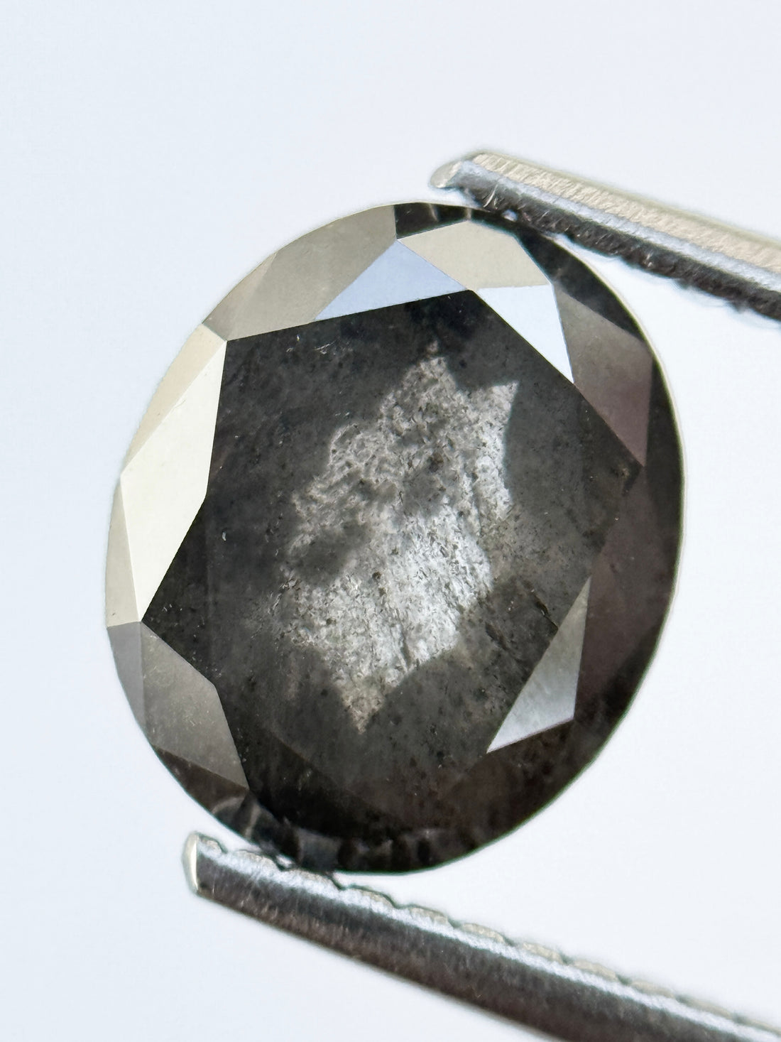 2.24 Ct Oval Rose Cut Grey Natural Salt and Pepper Diamond