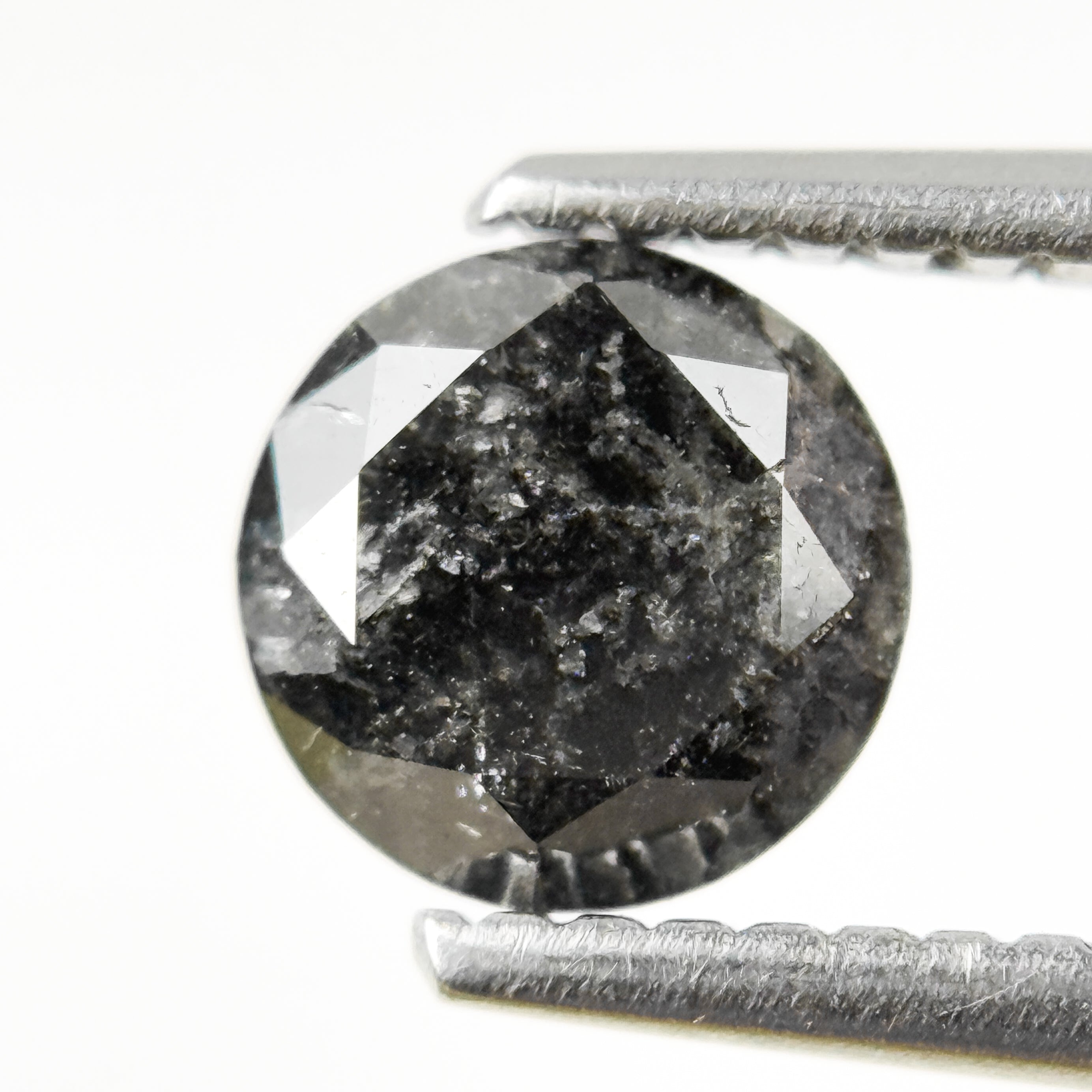 0.94 Ct Round Brilliant Cut Grey Natural Salt and Pepper Diamond