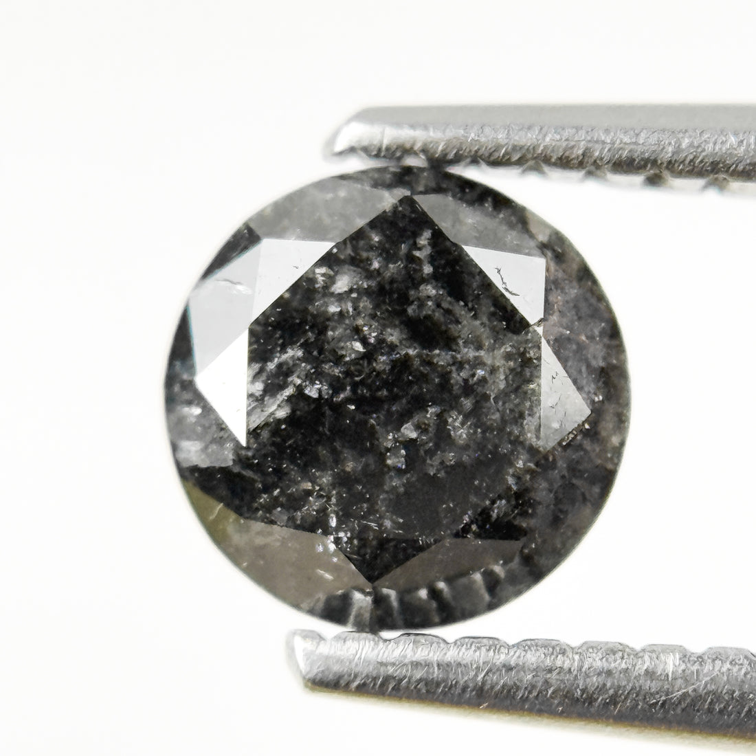 0.94 Ct Round Brilliant Cut Grey Natural Salt and Pepper Diamond