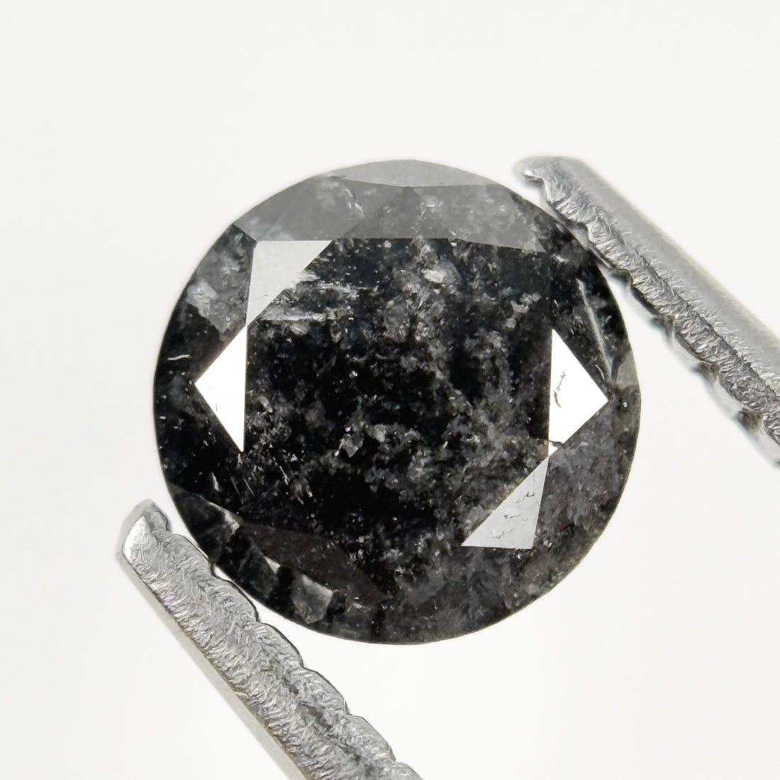 0.94 Ct Round Brilliant Cut Grey Natural Salt and Pepper Diamond