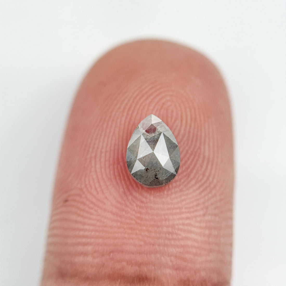 0.72 Ct Pear Rose Cut Grey Natural Salt and Pepper Diamond