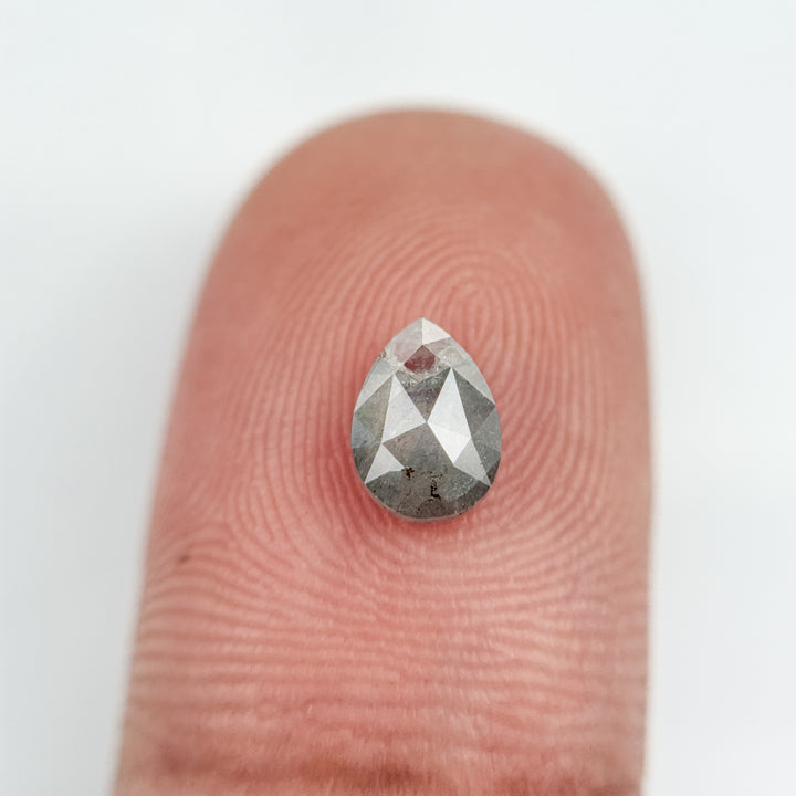 0.72 Ct Pear Rose Cut Grey Natural Salt and Pepper Diamond