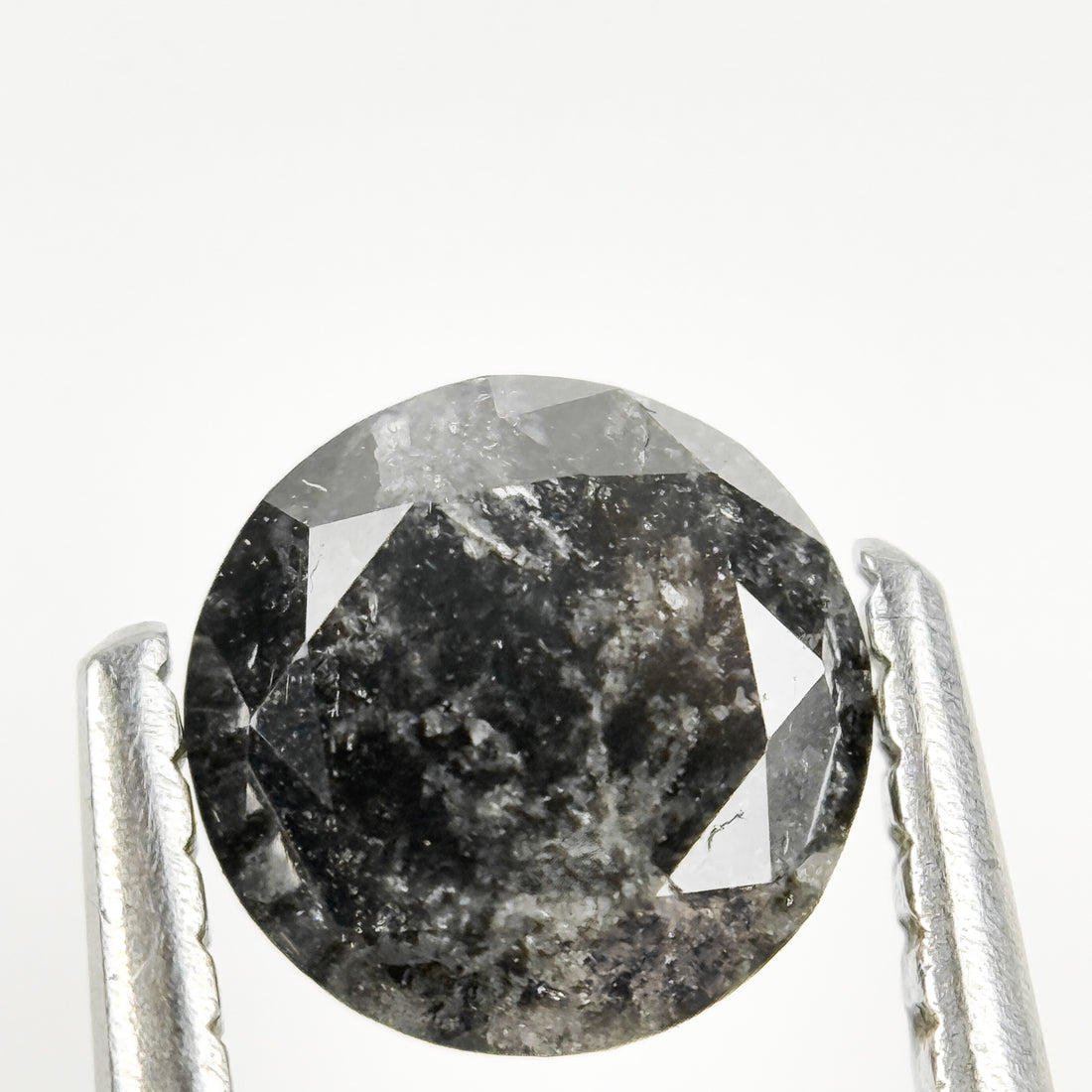 0.94 Ct Round Brilliant Cut Grey Natural Salt and Pepper Diamond