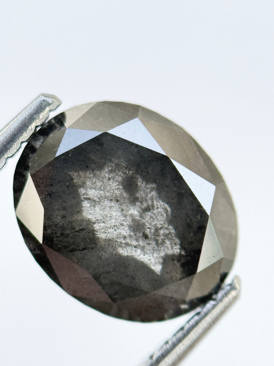 2.24 Ct Oval Rose Cut Grey Natural Salt and Pepper Diamond