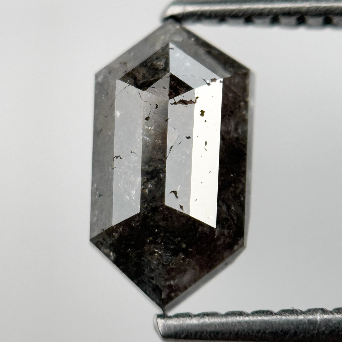 1.15 Ct Hexagon Rose Cut Grey Natural Salt and Pepper Diamond