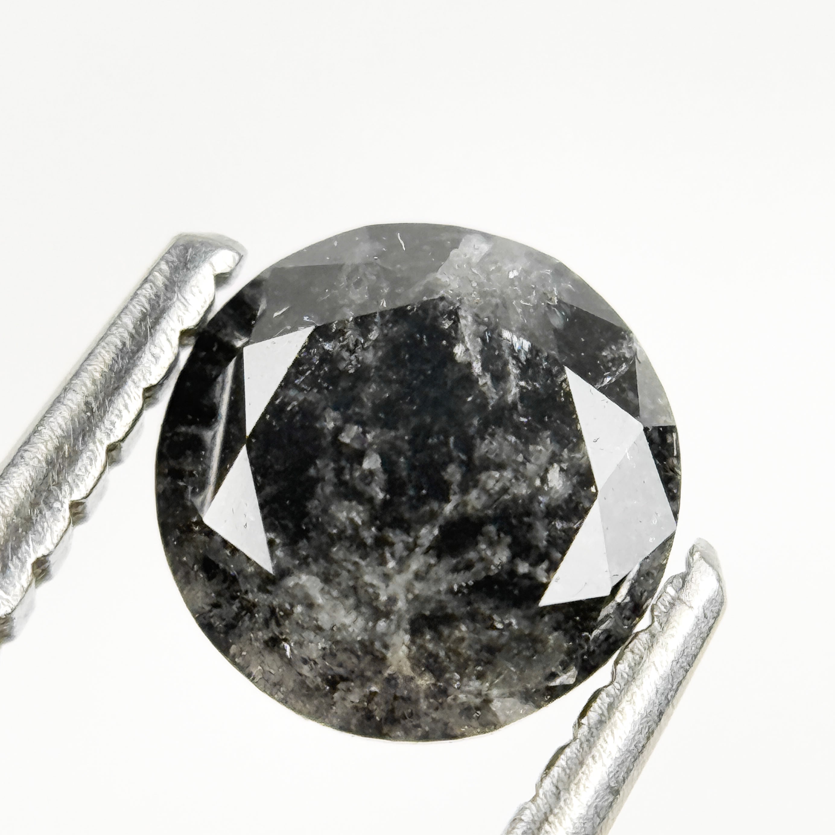 0.94 Ct Round Brilliant Cut Grey Natural Salt and Pepper Diamond