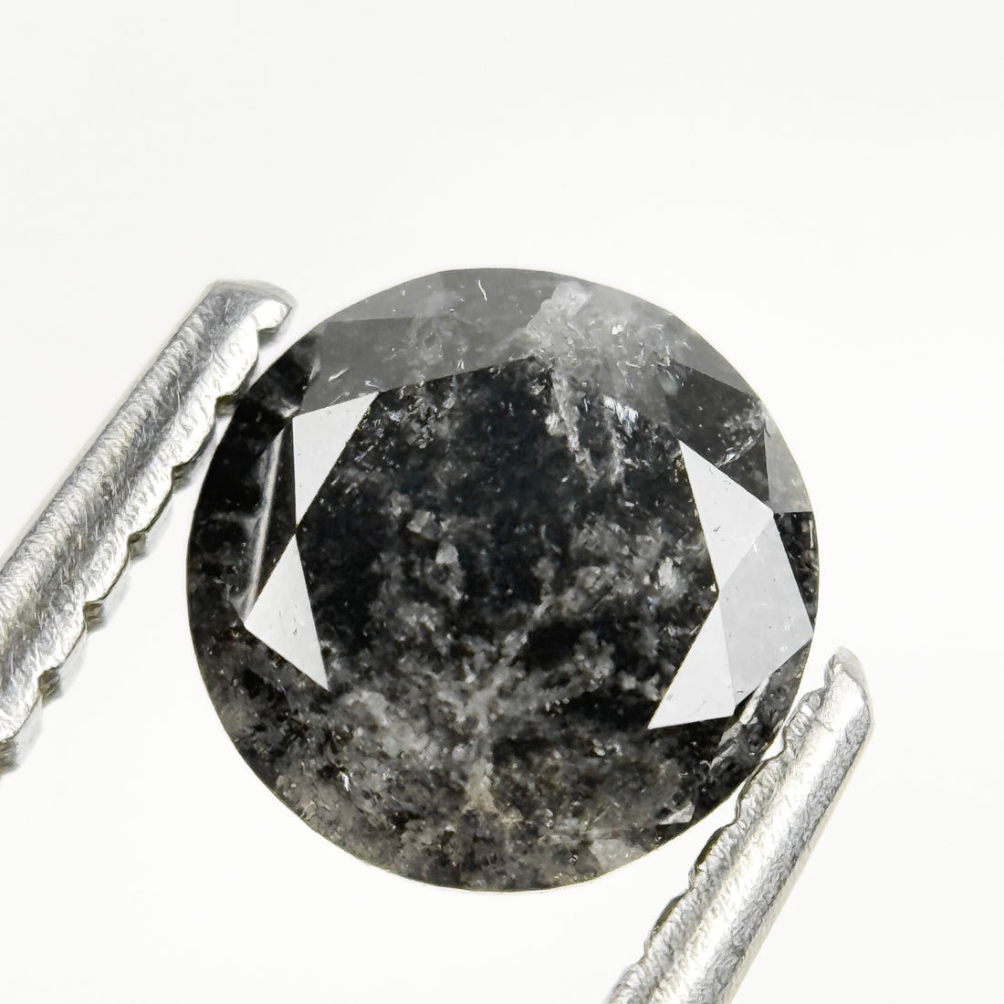 0.94 Ct Round Brilliant Cut Grey Natural Salt and Pepper Diamond