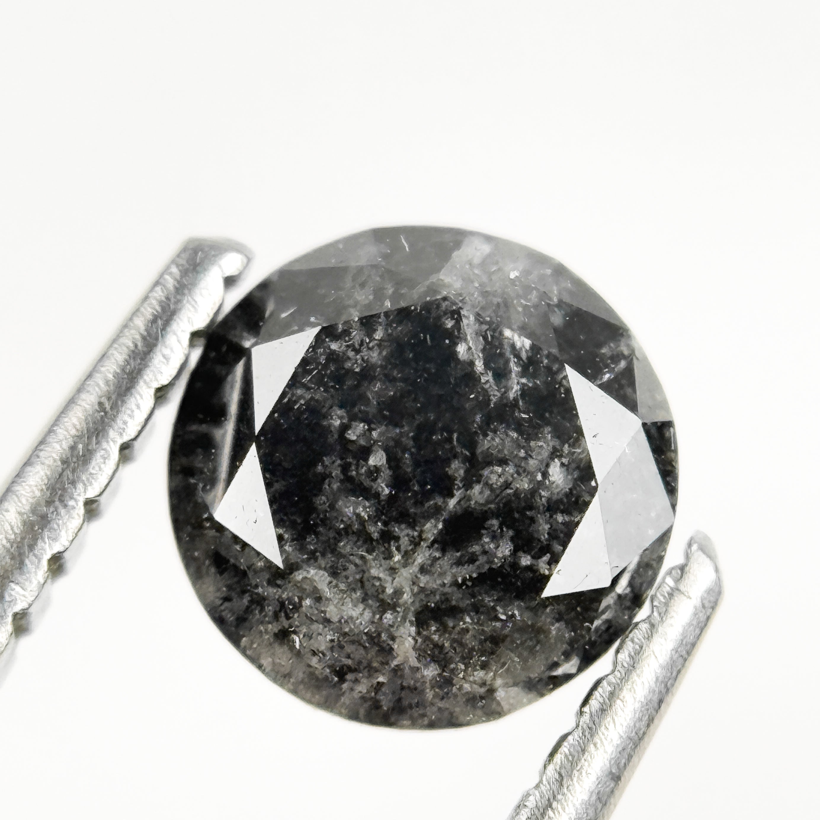 0.94 Ct Round Brilliant Cut Grey Natural Salt and Pepper Diamond