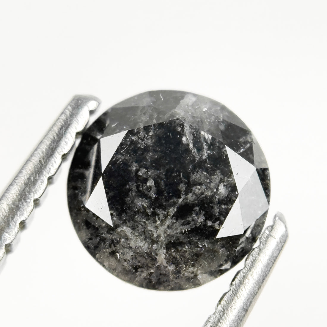 0.94 Ct Round Brilliant Cut Grey Natural Salt and Pepper Diamond