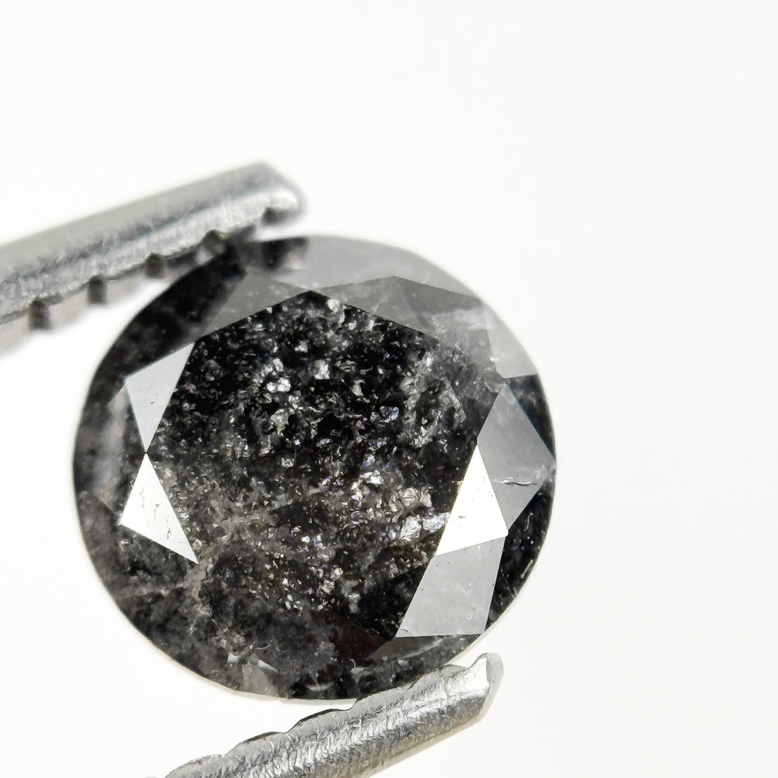 0.94 Ct Round Brilliant Cut Grey Natural Salt and Pepper Diamond