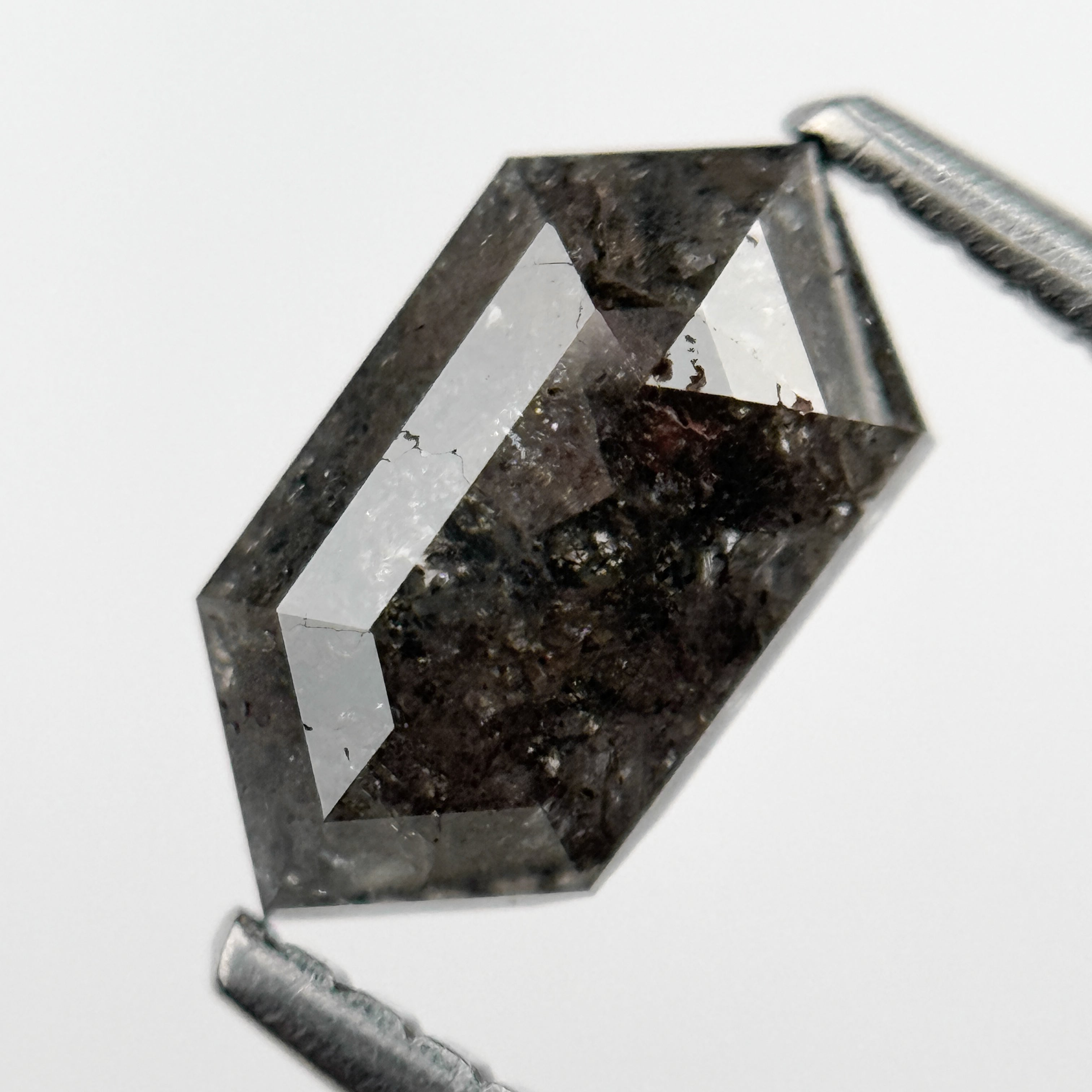 1.15 Ct Hexagon Rose Cut Grey Natural Salt and Pepper Diamond