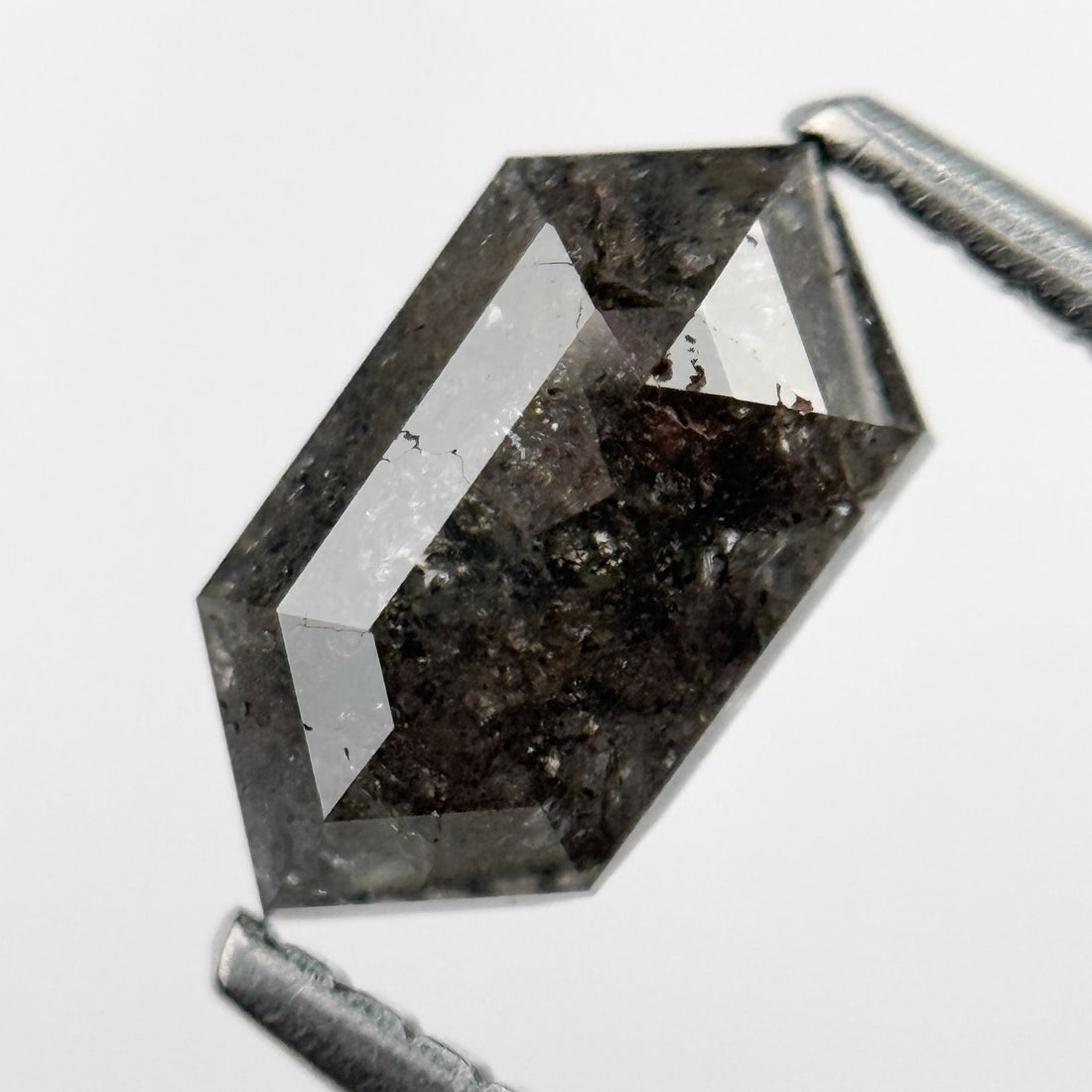 1.15 Ct Hexagon Rose Cut Grey Natural Salt and Pepper Diamond