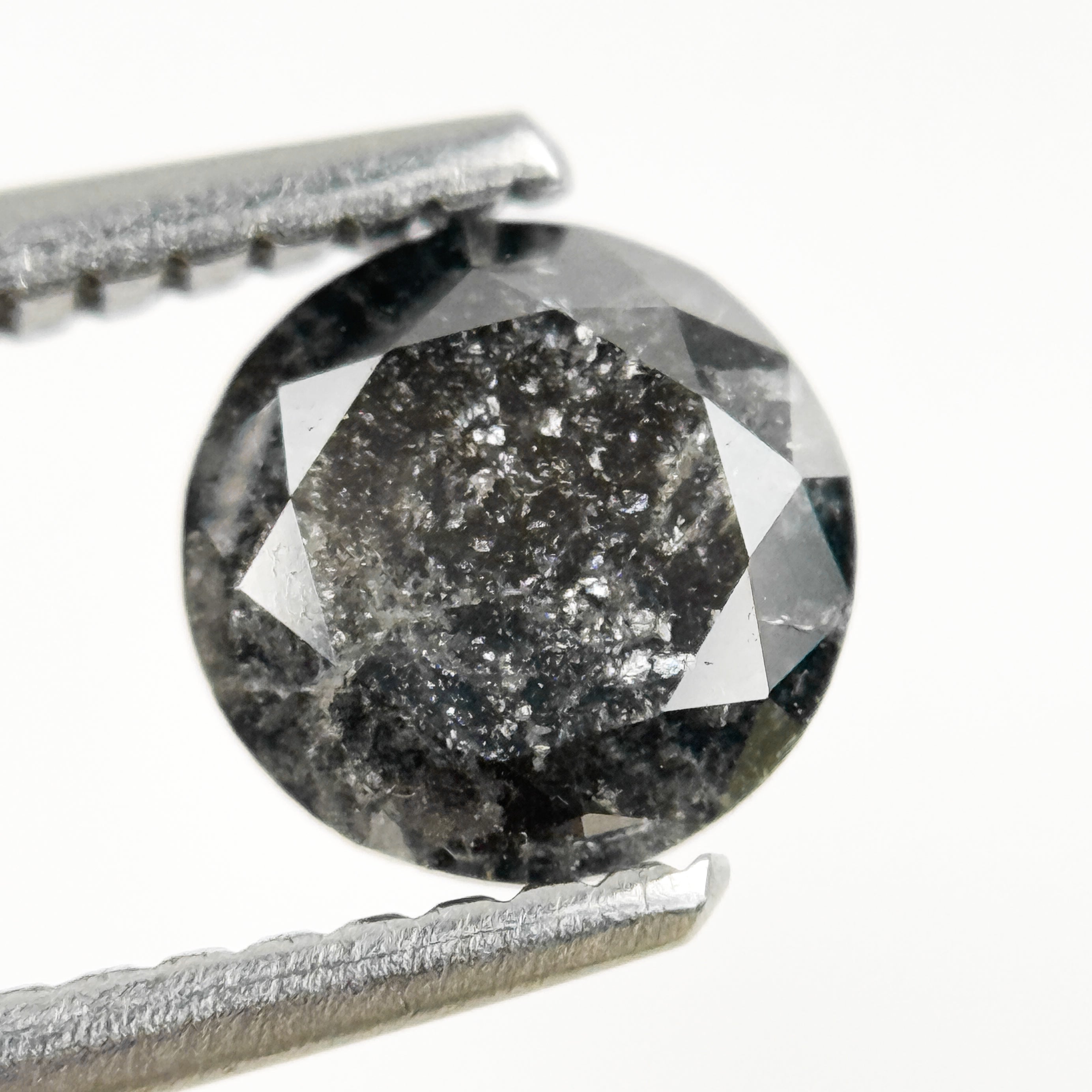 0.94 Ct Round Brilliant Cut Grey Natural Salt and Pepper Diamond