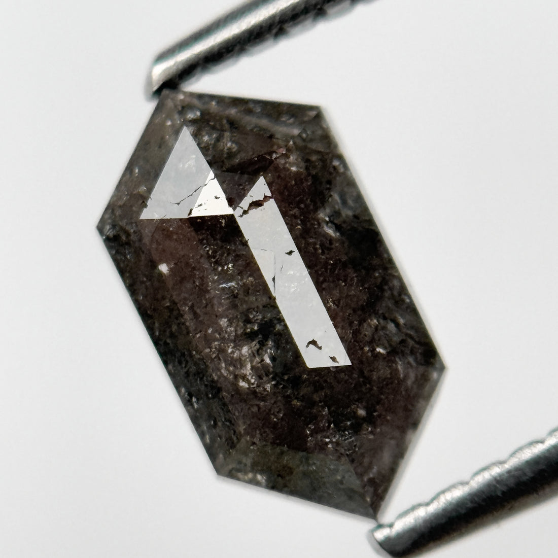1.15 Ct Hexagon Rose Cut Grey Natural Salt and Pepper Diamond
