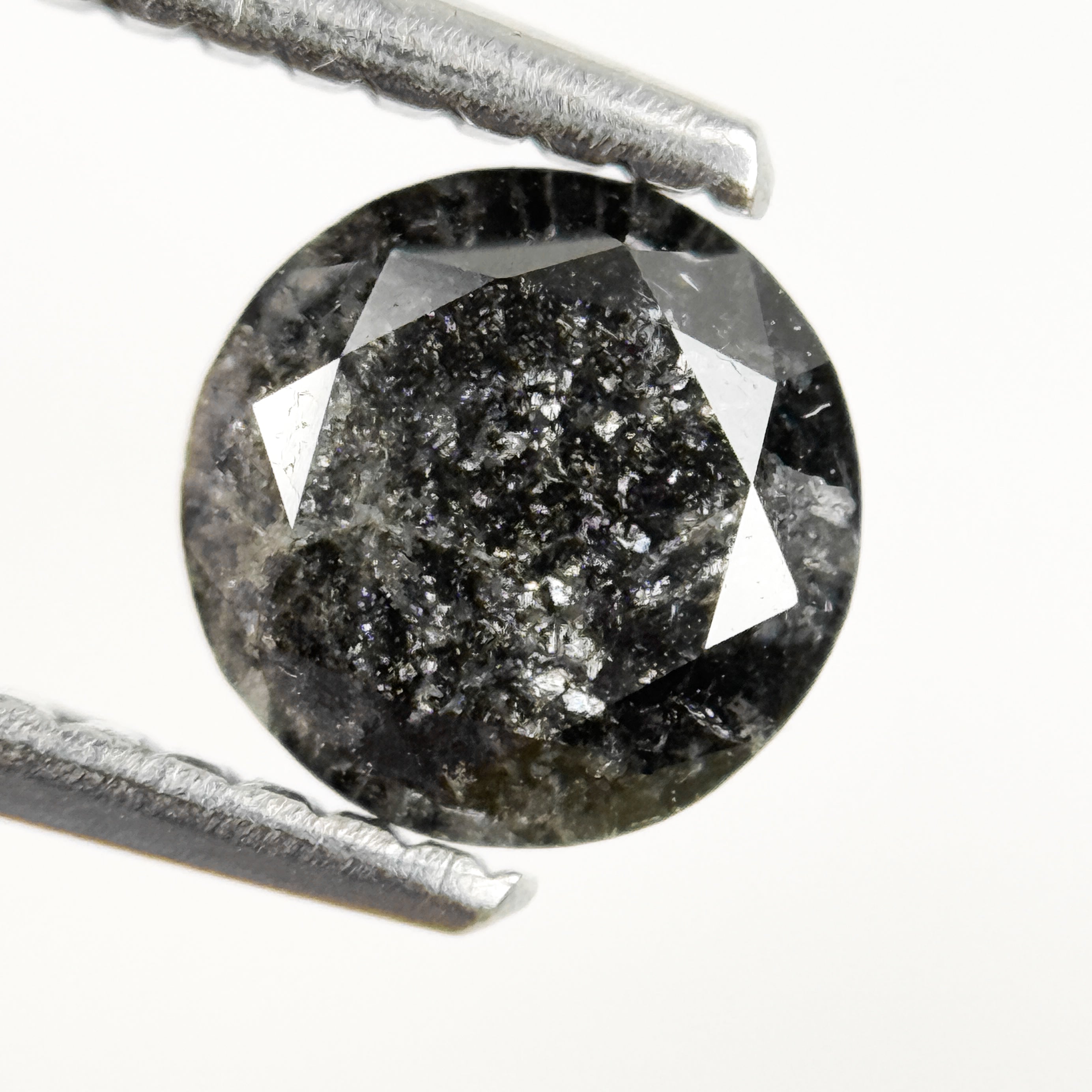 0.94 Ct Round Brilliant Cut Grey Natural Salt and Pepper Diamond