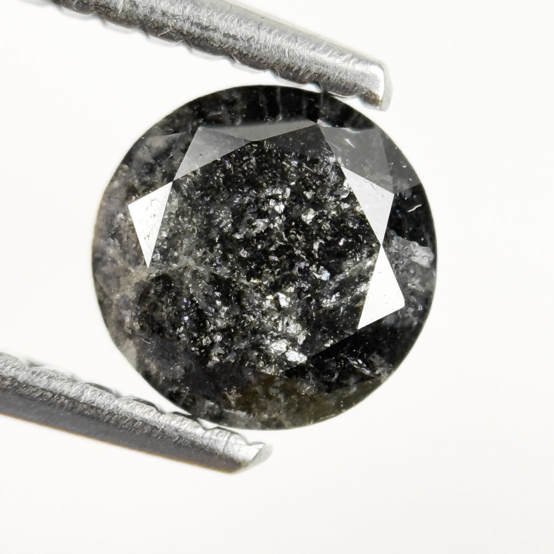 0.94 Ct Round Brilliant Cut Grey Natural Salt and Pepper Diamond