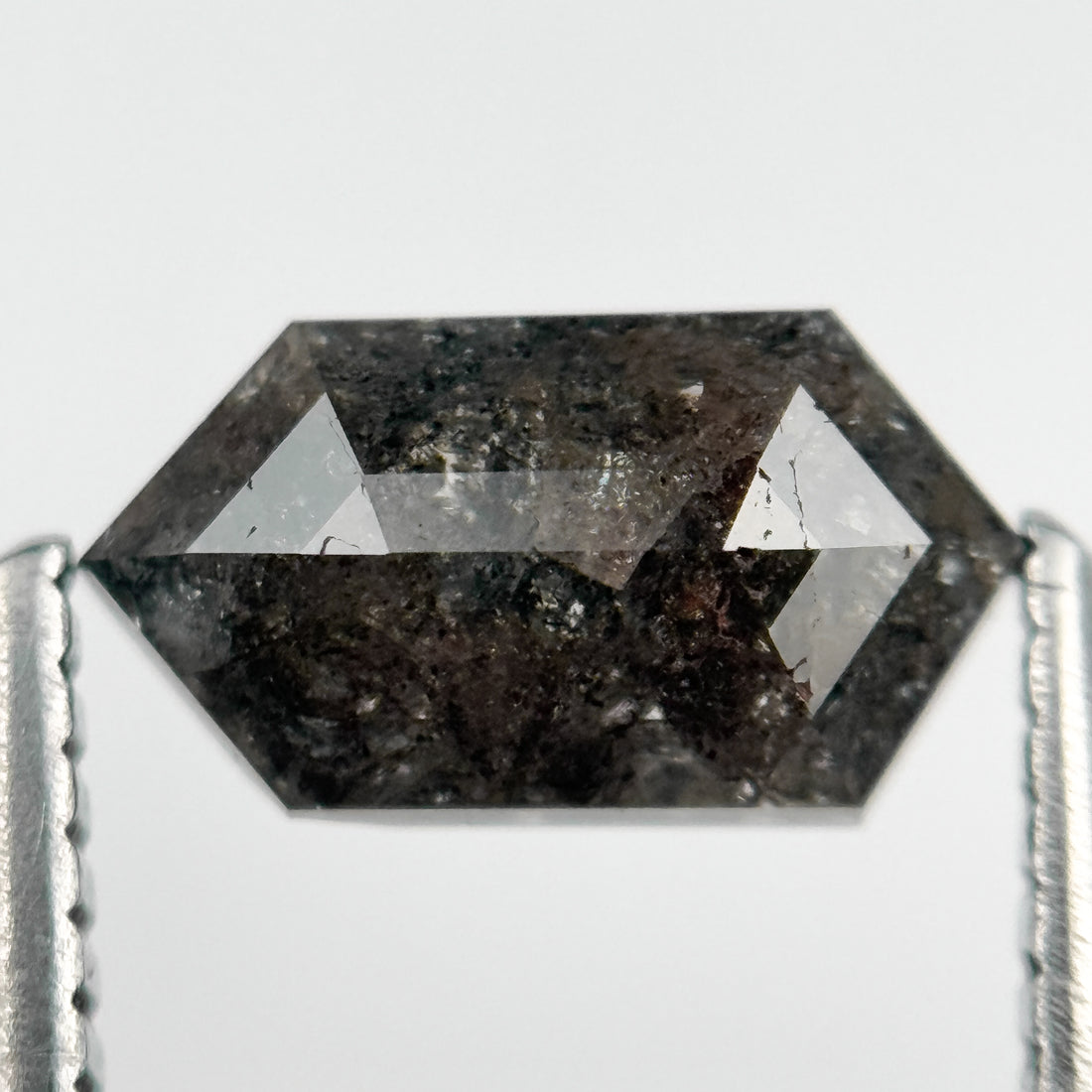 1.15 Ct Hexagon Rose Cut Grey Natural Salt and Pepper Diamond